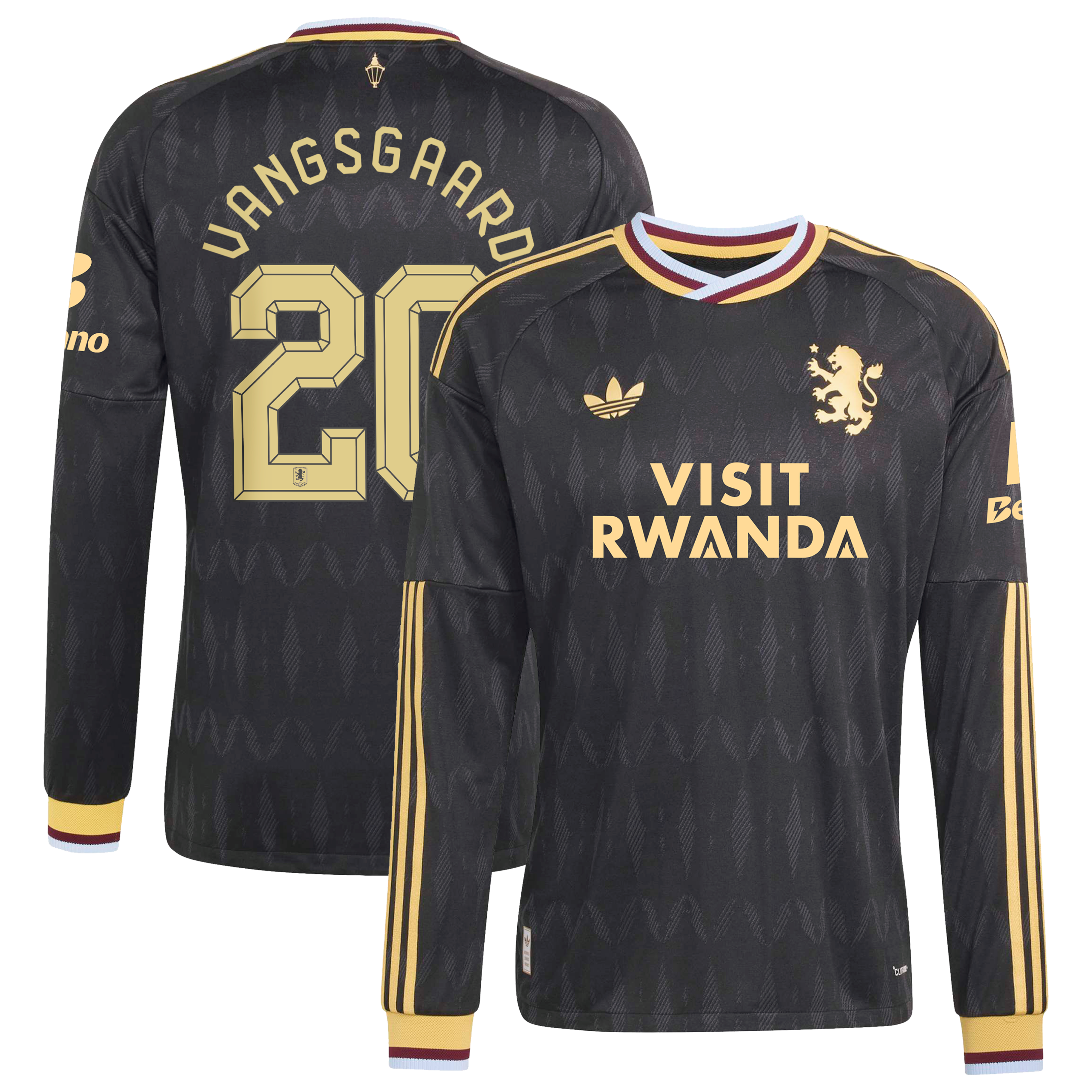 Aston Villa adidas Away Authentic Shirt 2026-27 - Long Sleeve with Vangsgaard 20 Cup printing
