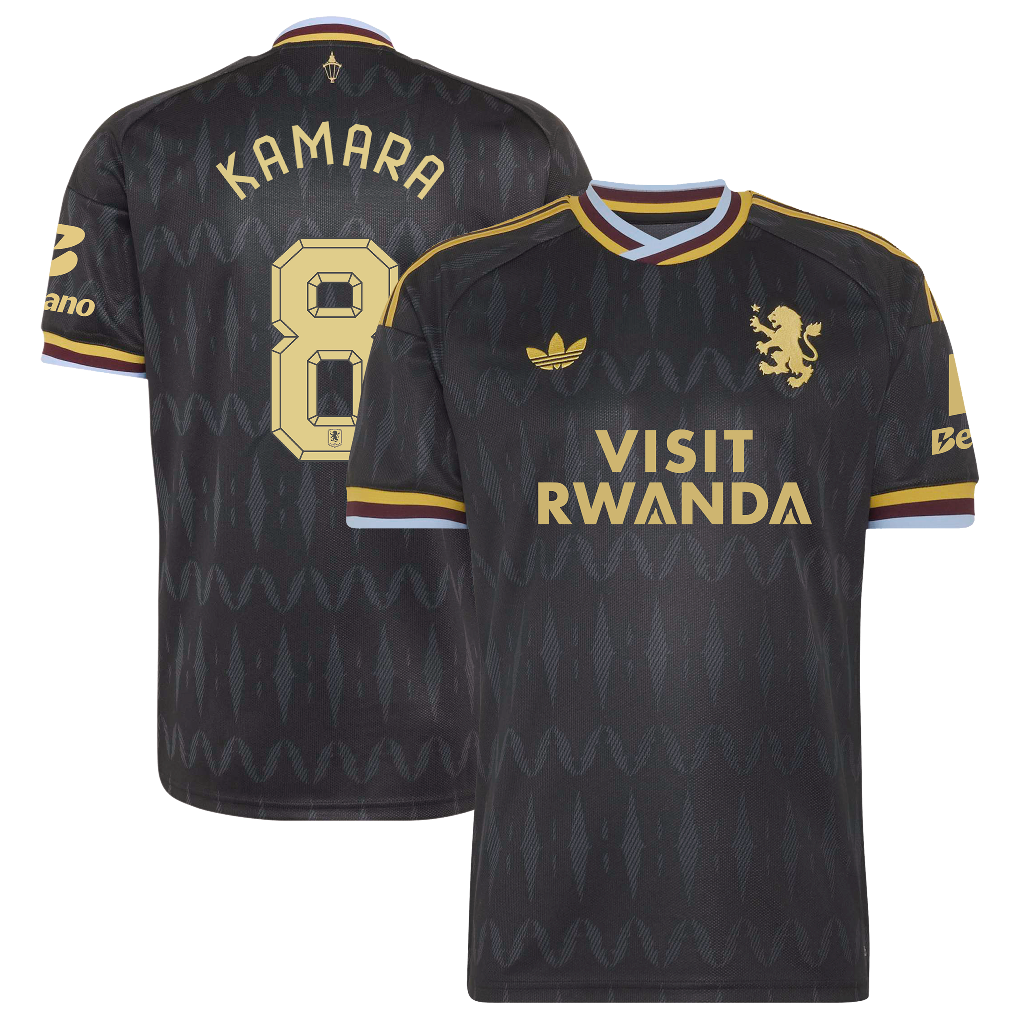 Aston Villa adidas Away Shirt 2026-27 with Kamara 8 Cup printing
