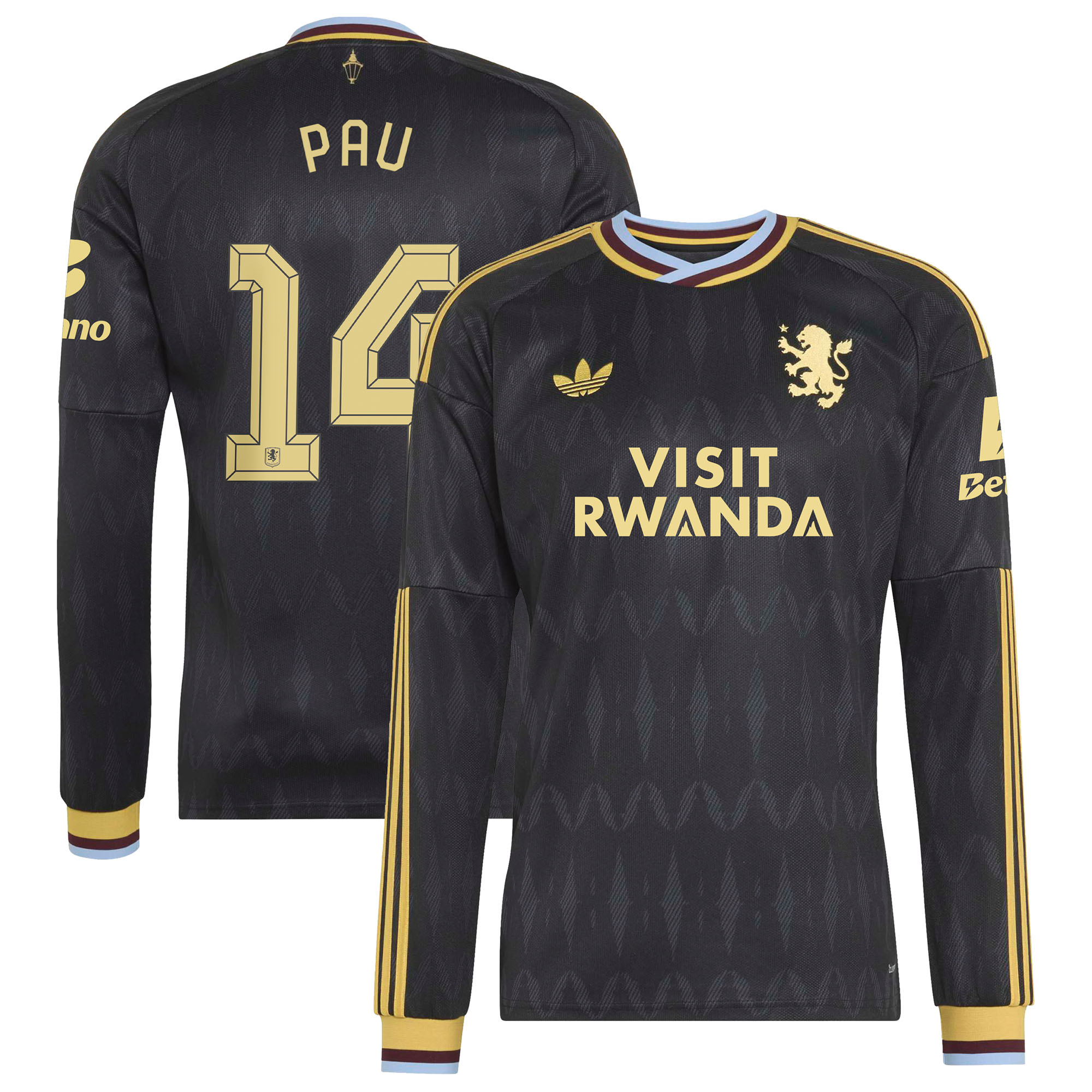 Aston Villa adidas Away Shirt 2026-27 - Long Sleeve with Pau 14 Cup printing, , rebel_hi-res