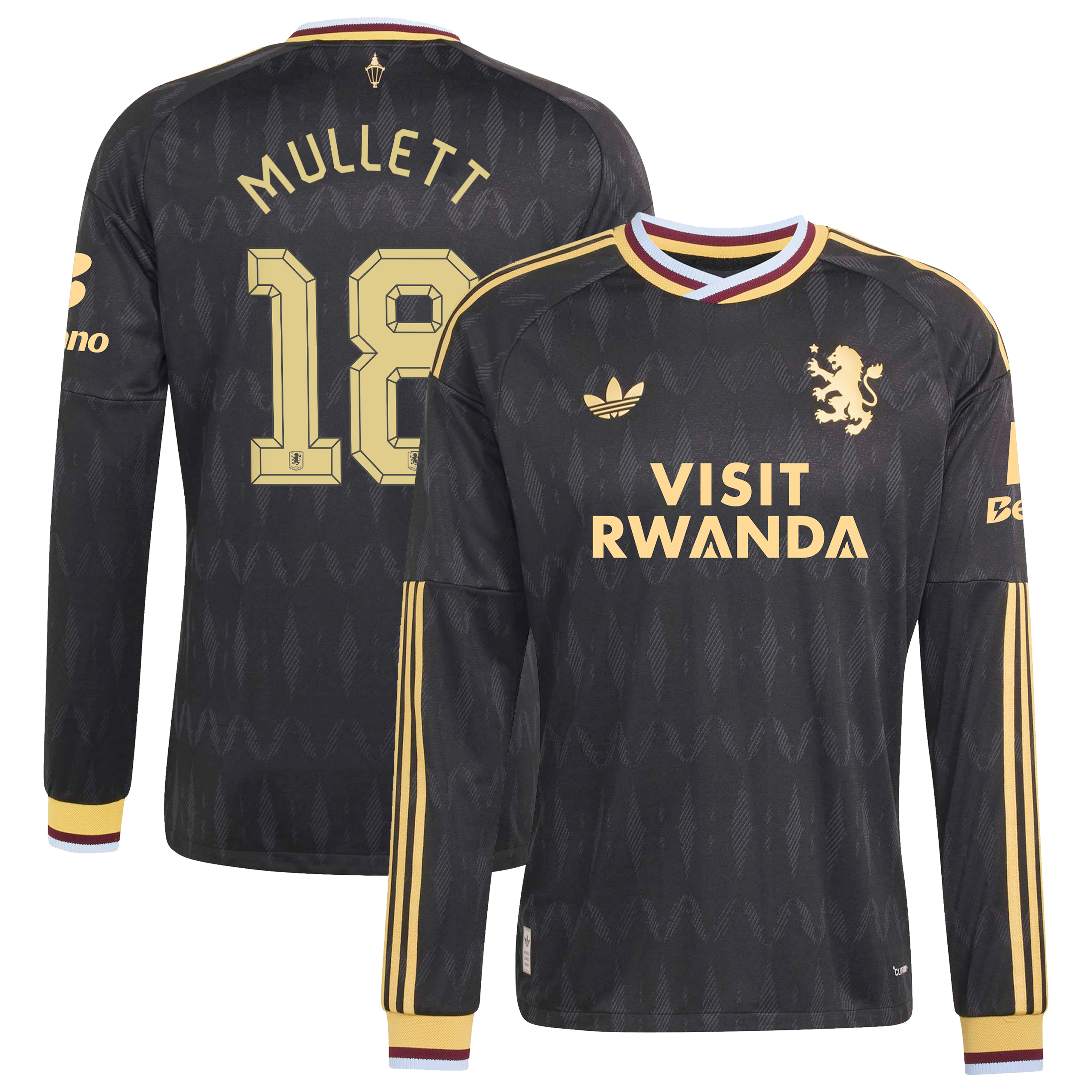 Aston Villa adidas Away Authentic Shirt 2026-27 - Long Sleeve with Mullett 18 Cup printing