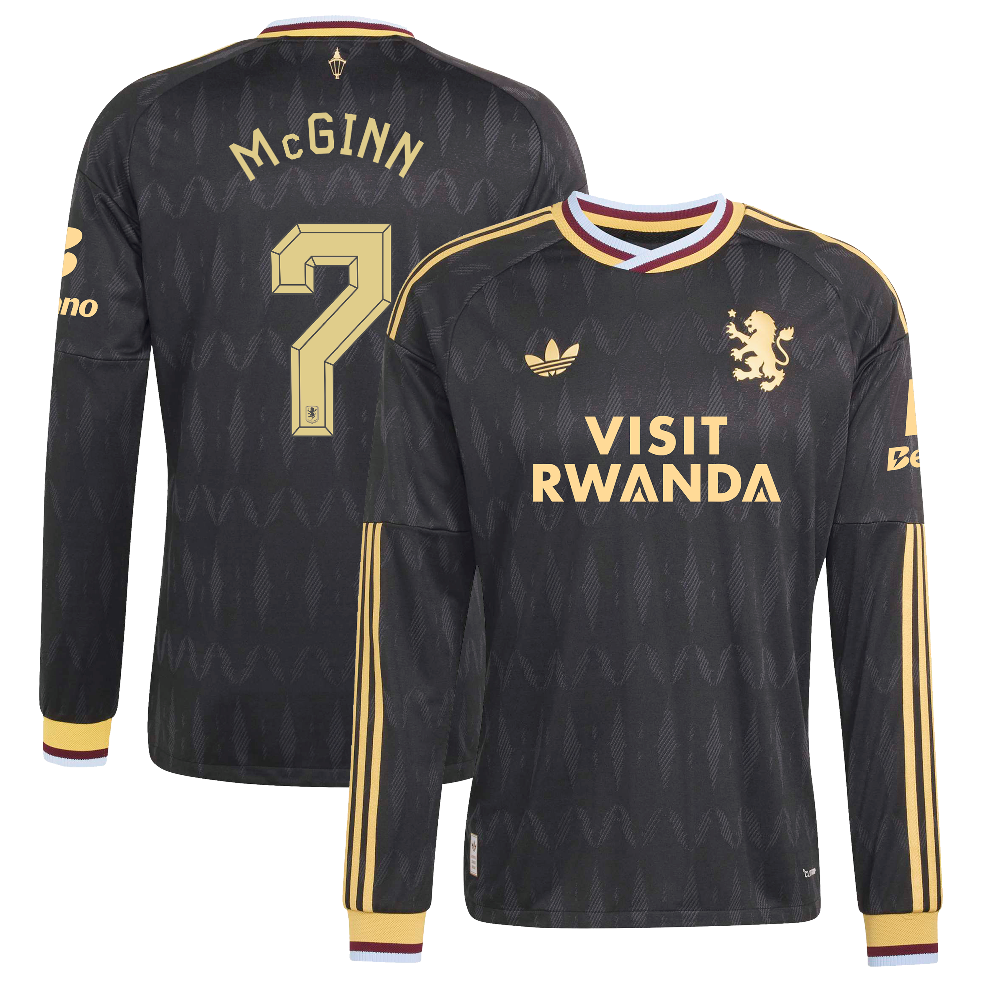 Aston Villa adidas Away Authentic Shirt 2026-27 - Long Sleeve with Mcginn 7 Cup printing