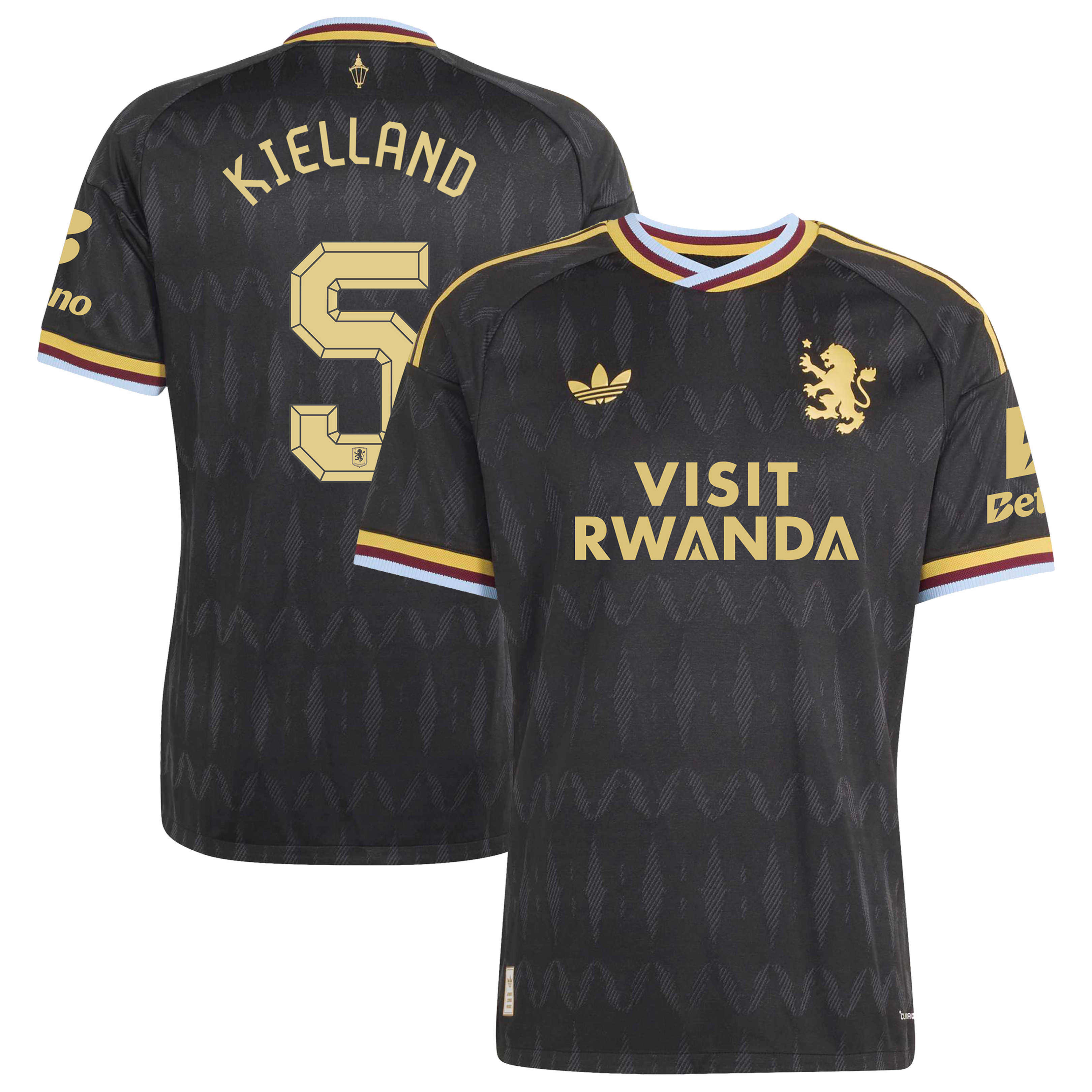 Aston Villa adidas Away Authentic Shirt 2026-27 with Kielland 5 Cup printing
