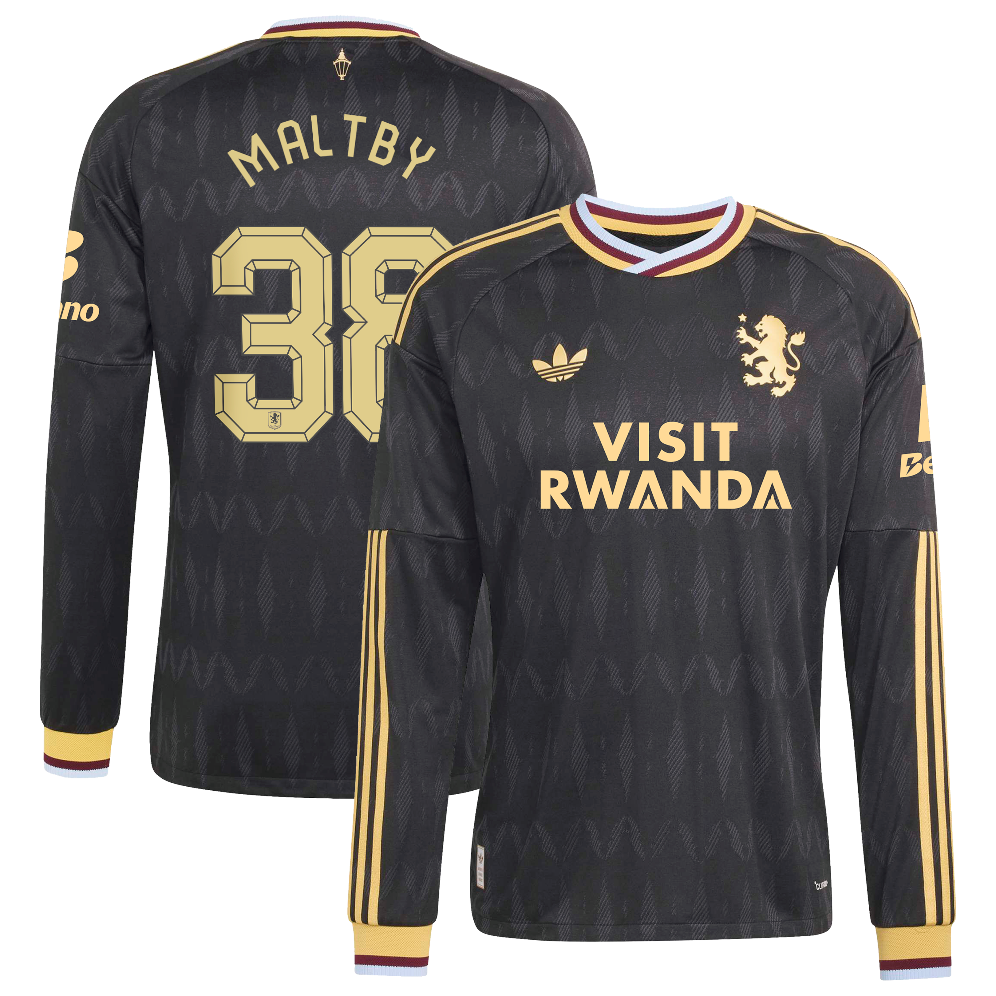 Aston Villa adidas Away Authentic Shirt 2026-27 - Long Sleeve with Maltby 38 Cup printing