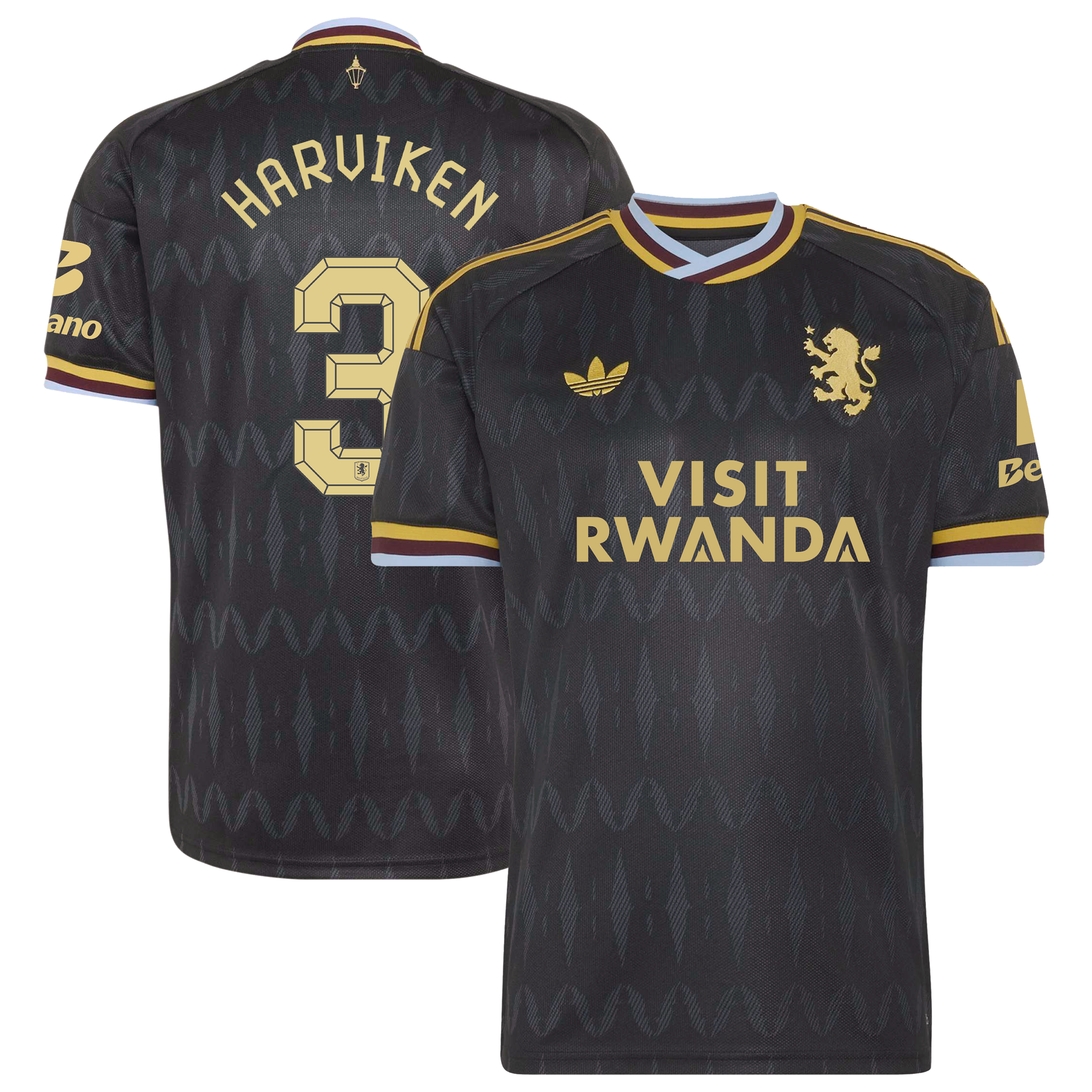 Aston Villa adidas Away Shirt 2026-27 with Harviken 3 Cup printing