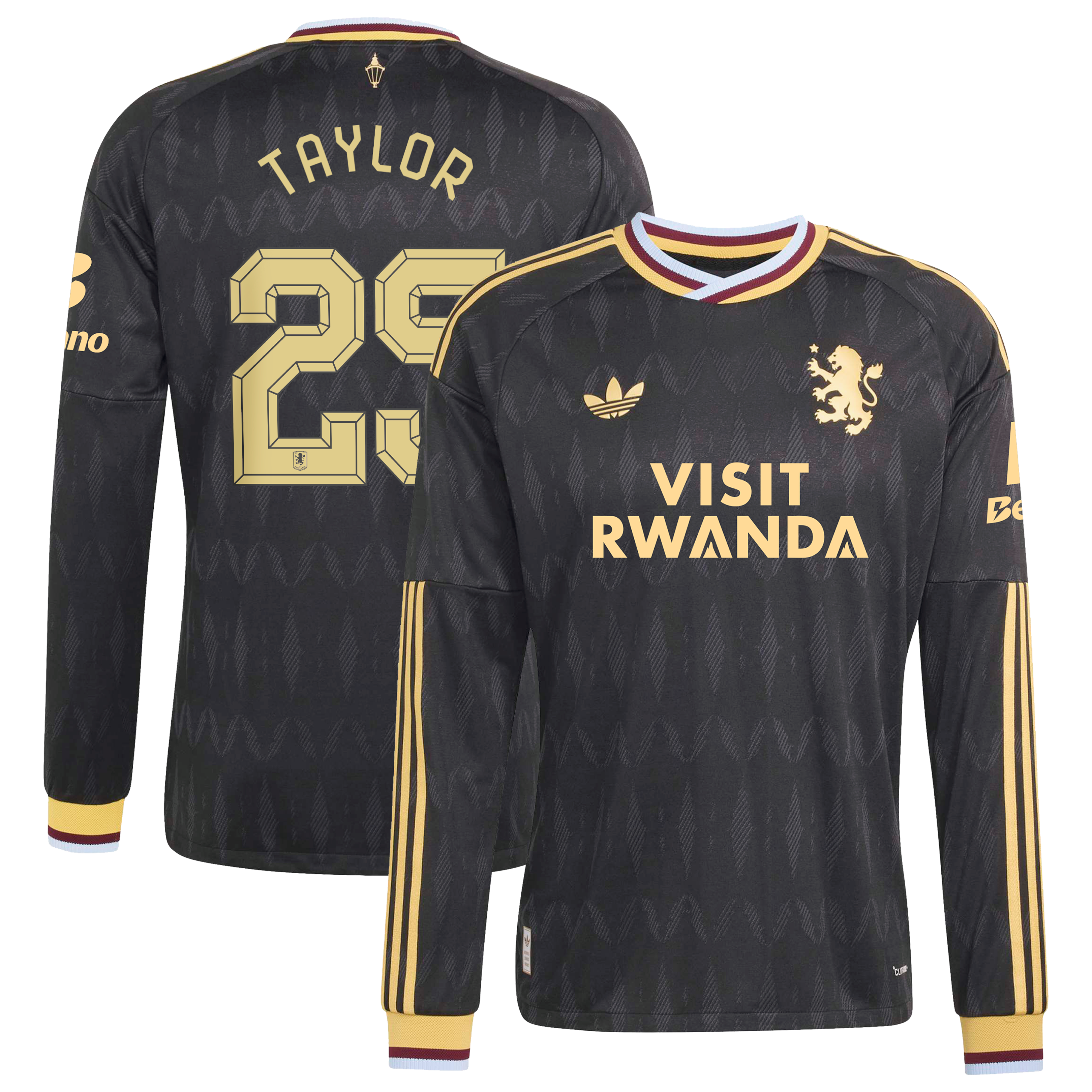 Aston Villa adidas Away Authentic Shirt 2026-27 - Long Sleeve with Taylor 25 Cup printing