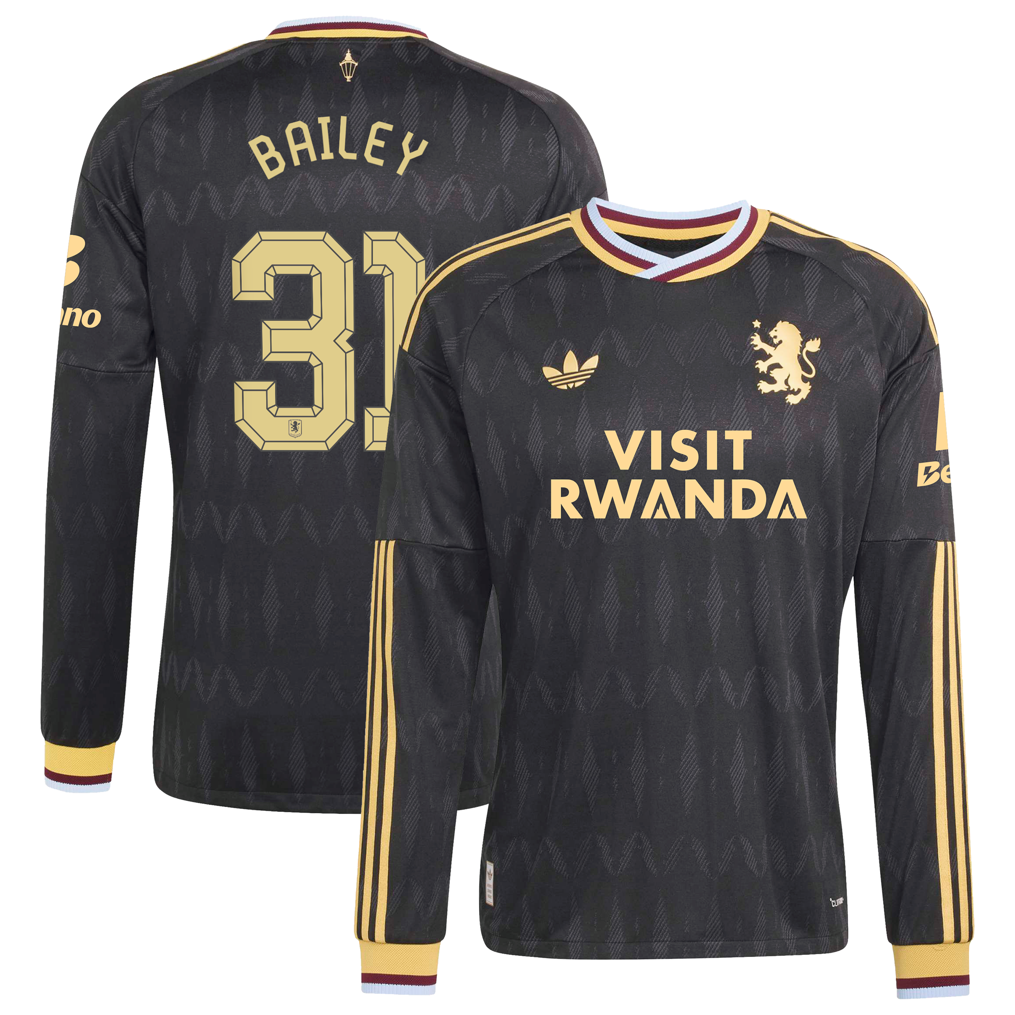 Aston Villa adidas Away Authentic Shirt 2026-27 - Long Sleeve with Bailey 31 Cup printing, , rebel_hi-res