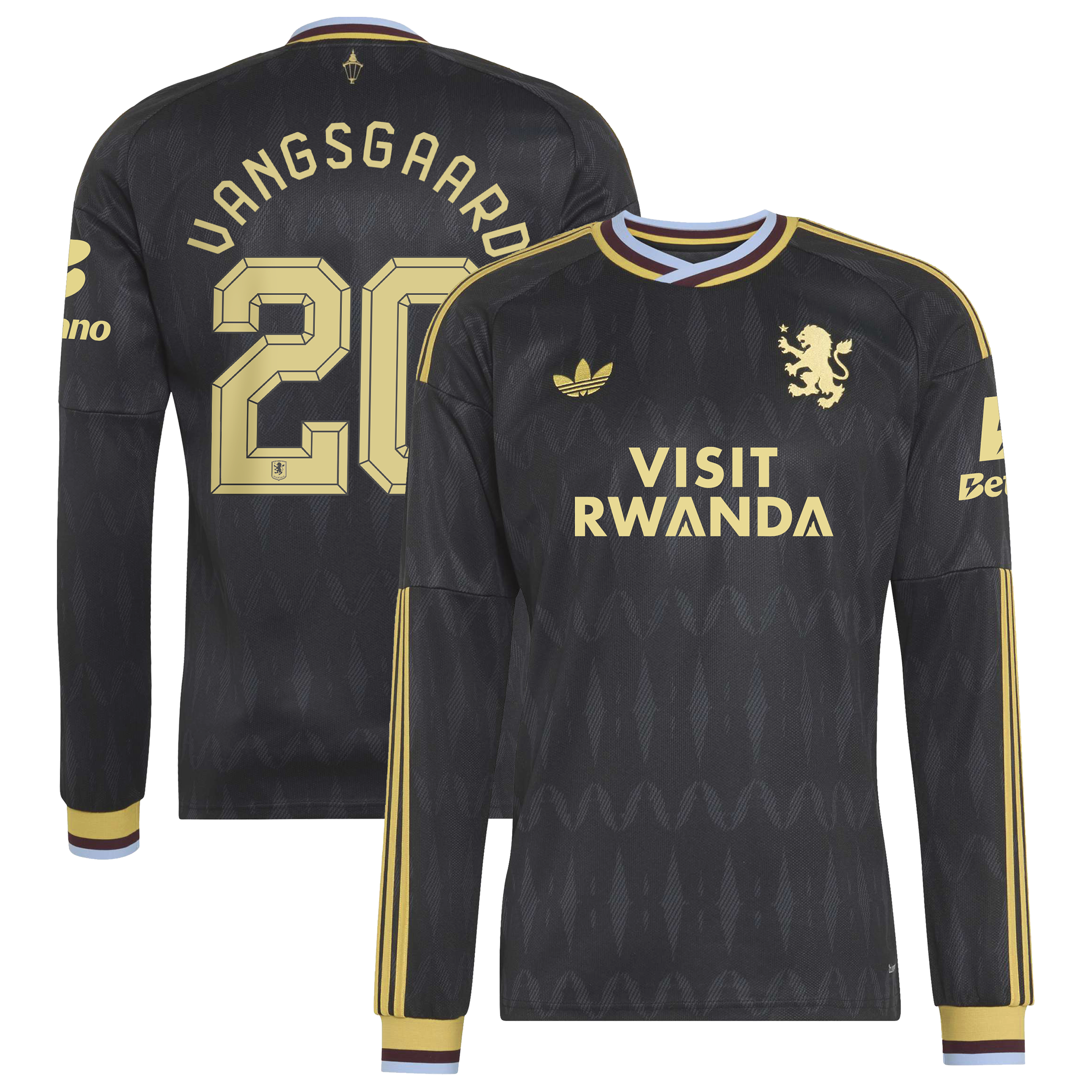 Aston Villa adidas Away Shirt 2026-27 - Long Sleeve with Vangsgaard 20 Cup printing, , rebel_hi-res