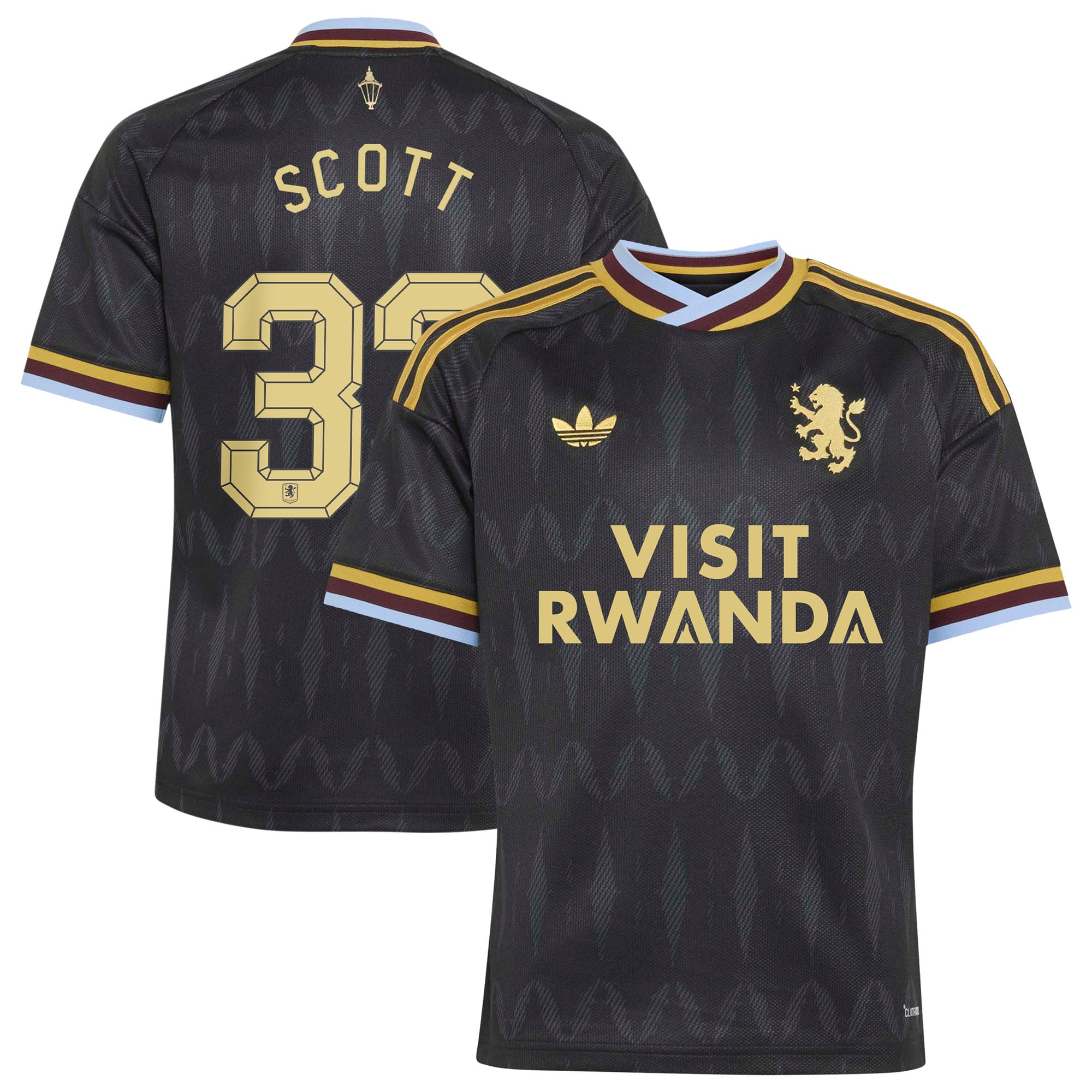 Aston Villa adidas Away Shirt 2026-27 - Kids with Scott 33 Cup printing