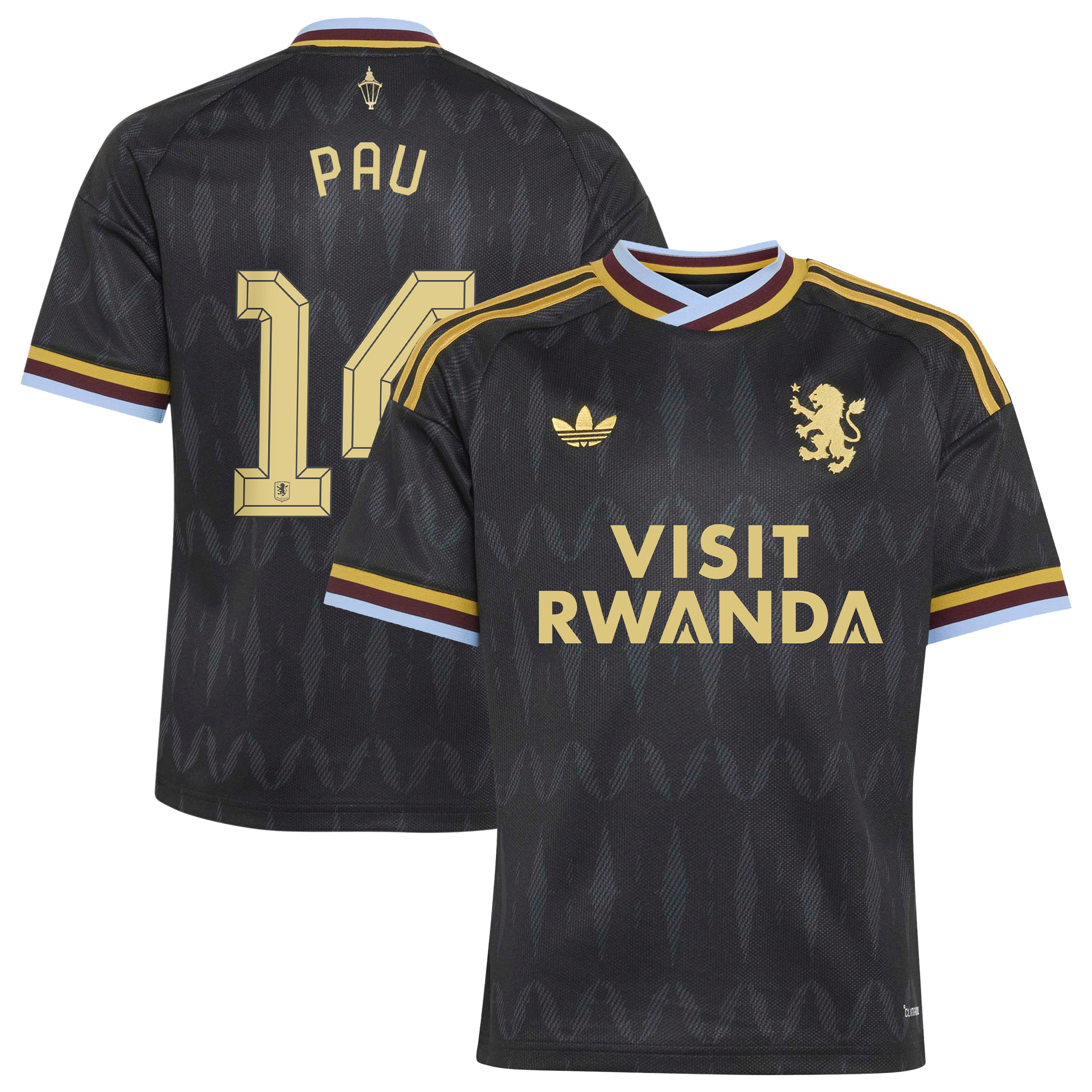 Aston Villa adidas Away Shirt 2026-27 - Kids with Pau 14 Cup printing