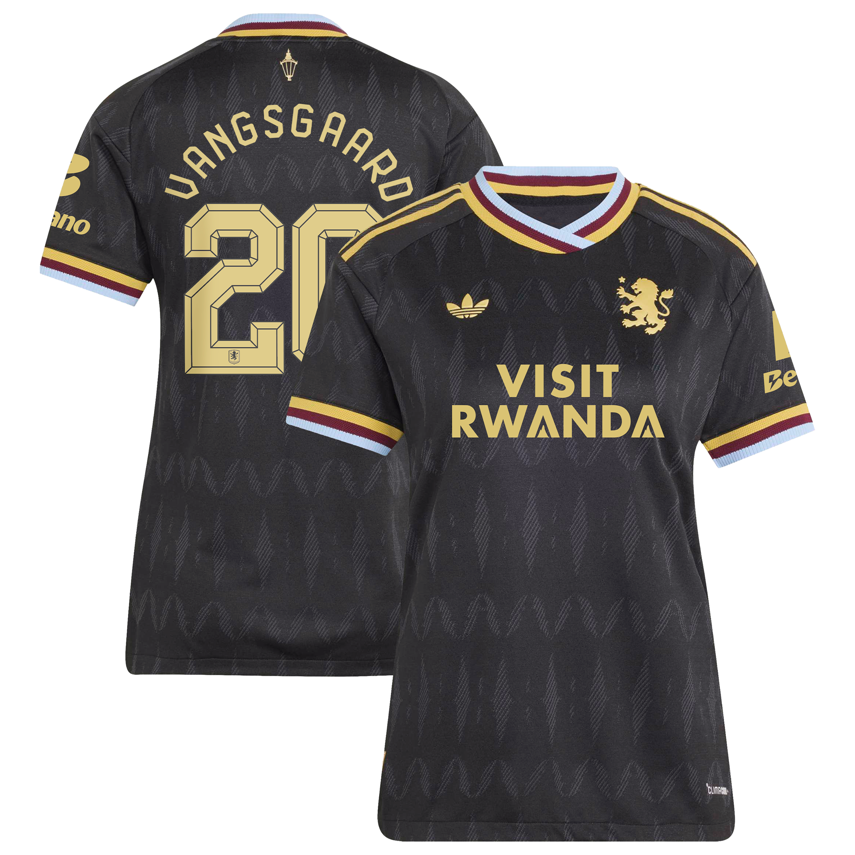 Aston Villa adidas Away Authentic Shirt 2026-27 - Womens with Vangsgaard 20 Cup printing, , rebel_hi-res