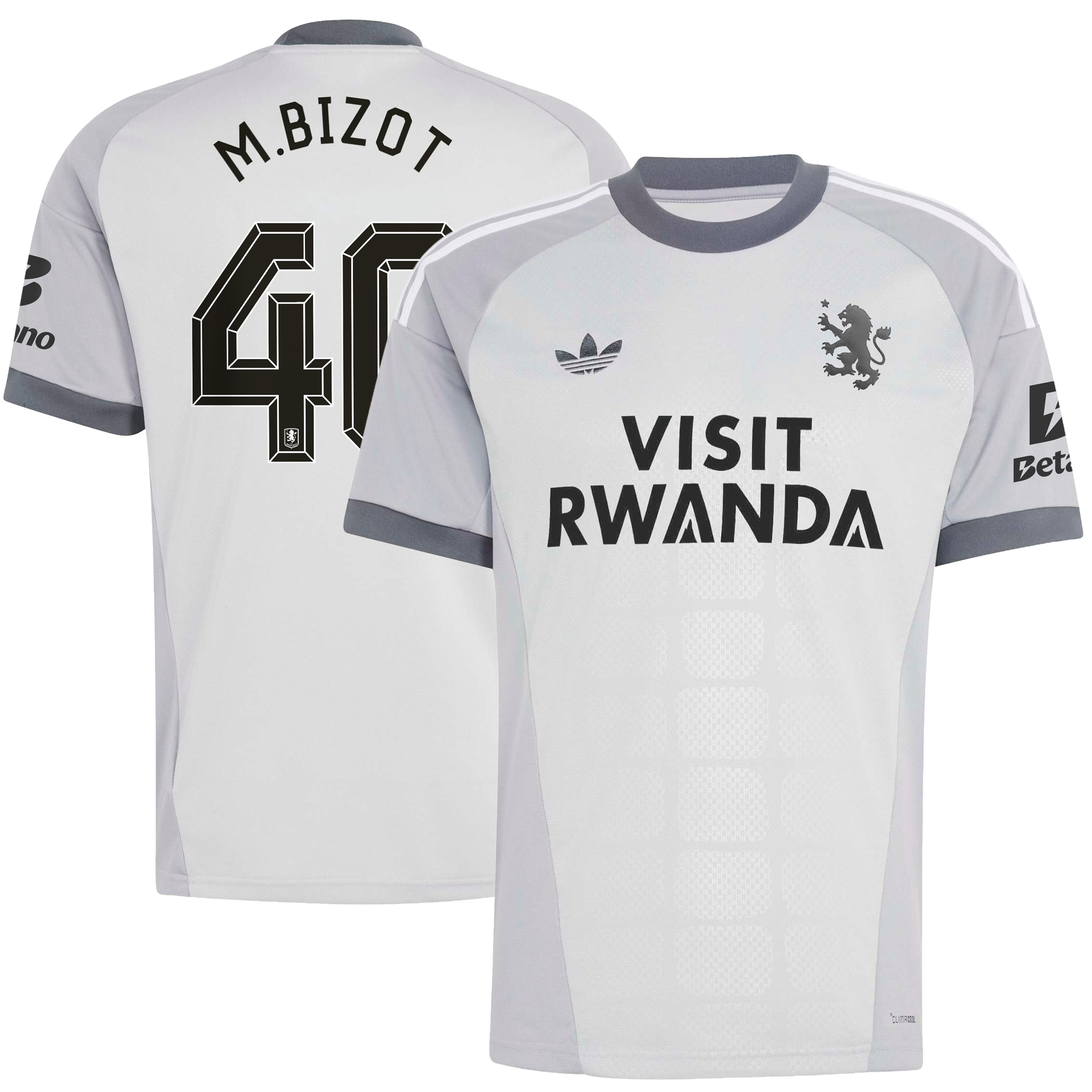 Aston Villa adidas Goalkeeper Shirt 2026-27 with M.Bizot 40 Cup printing