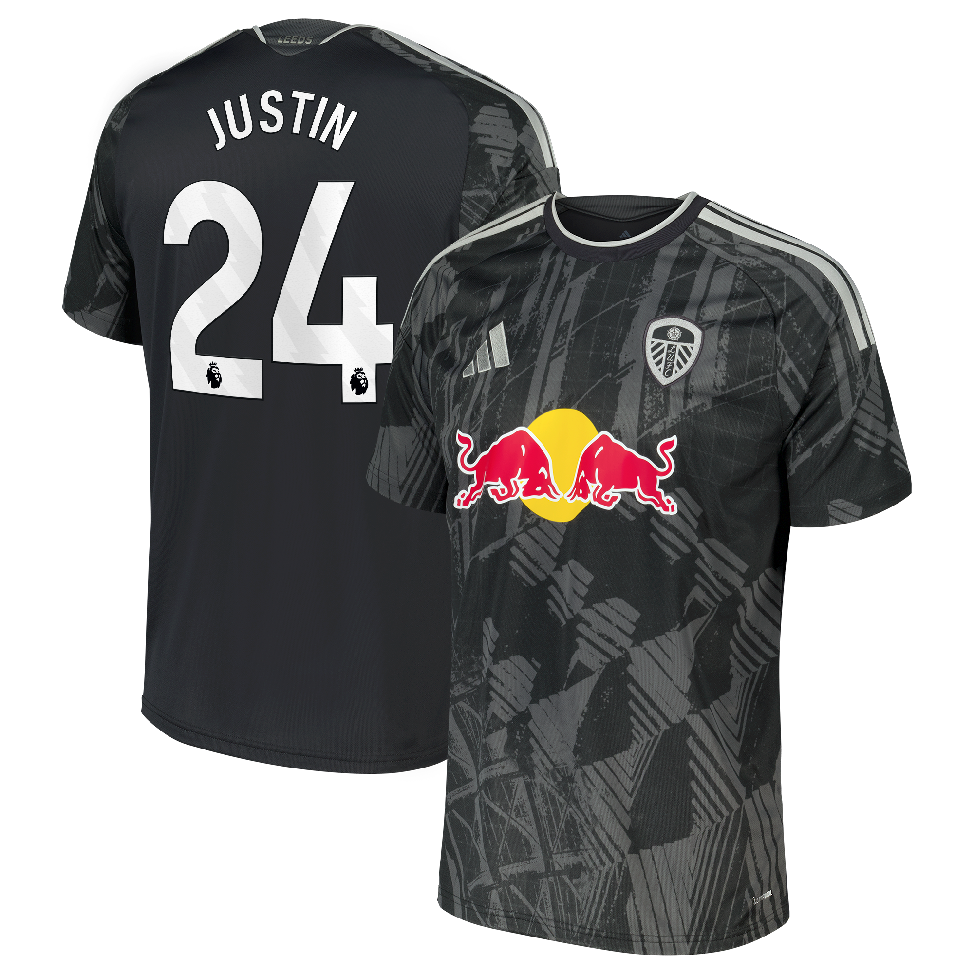 Leeds United adidas Third Shirt 2026-27 with Justin 24 printing