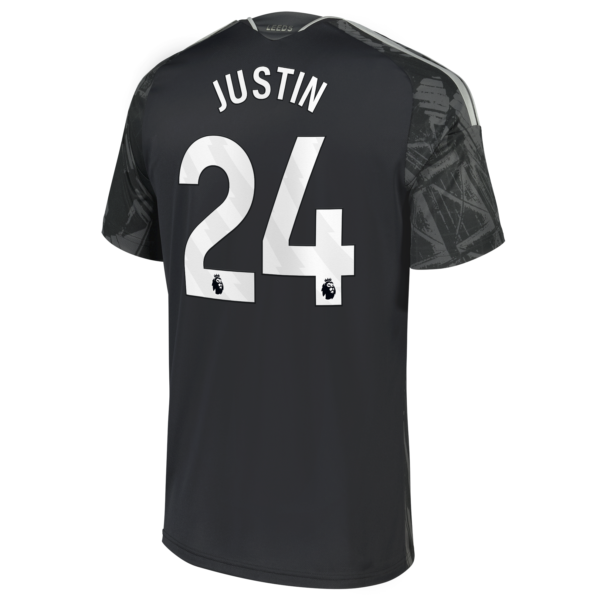 Leeds United adidas Third Shirt 2026-27 with Justin 24 printing