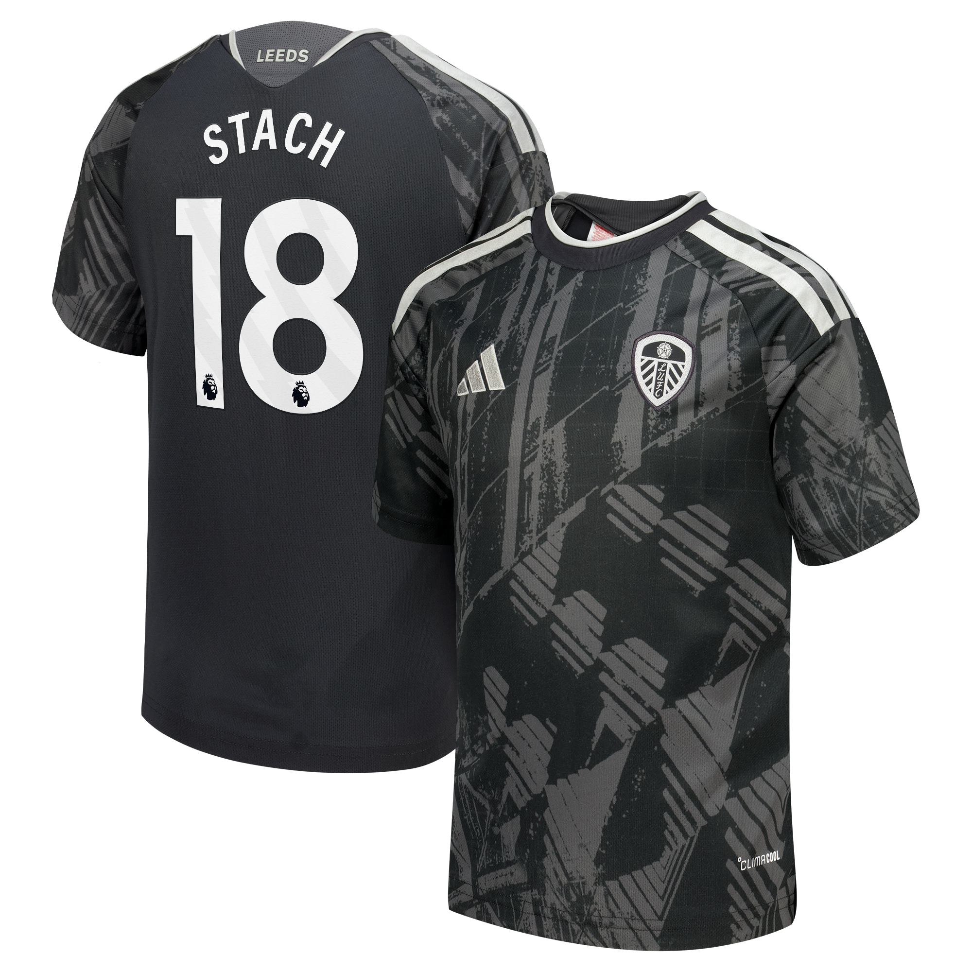 Leeds United adidas Third Shirt 2026-27 - Kids with Stach 18 printing