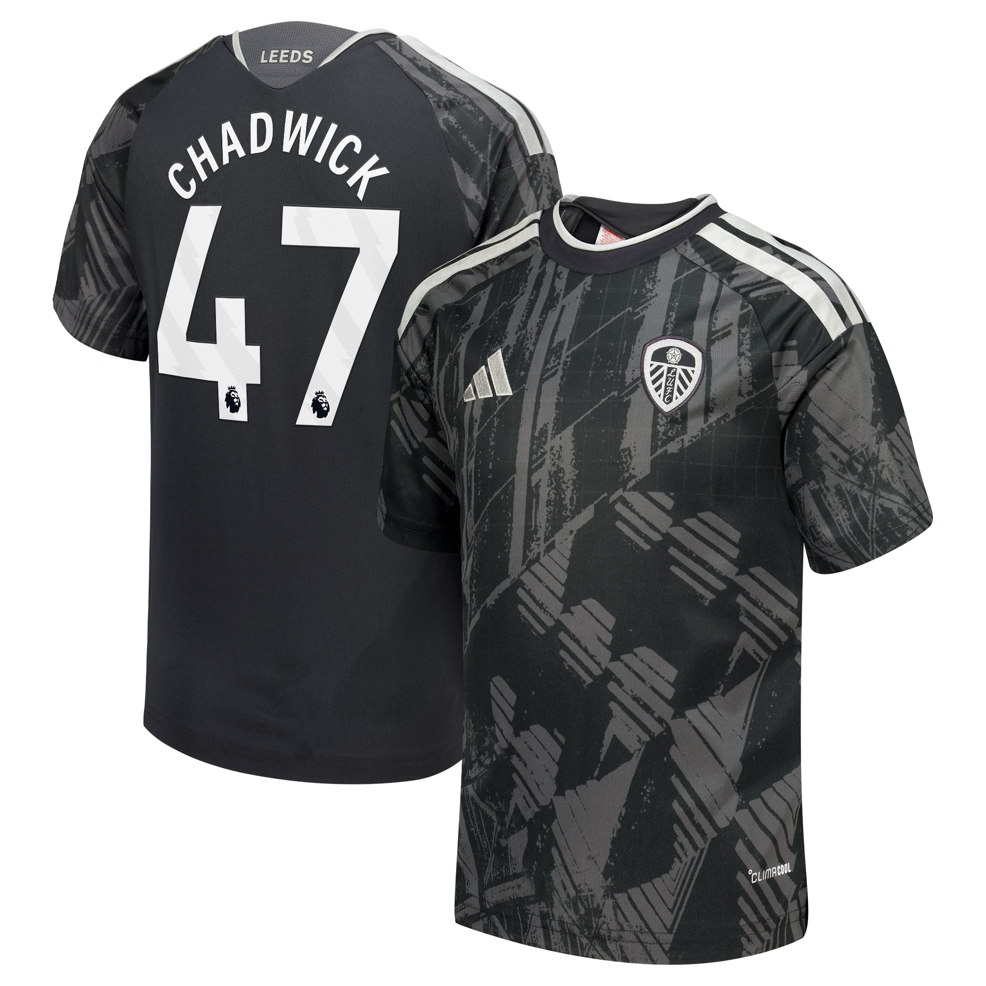 Leeds United adidas Third Shirt 2026-27 - Kids with Chadwick 47 printing