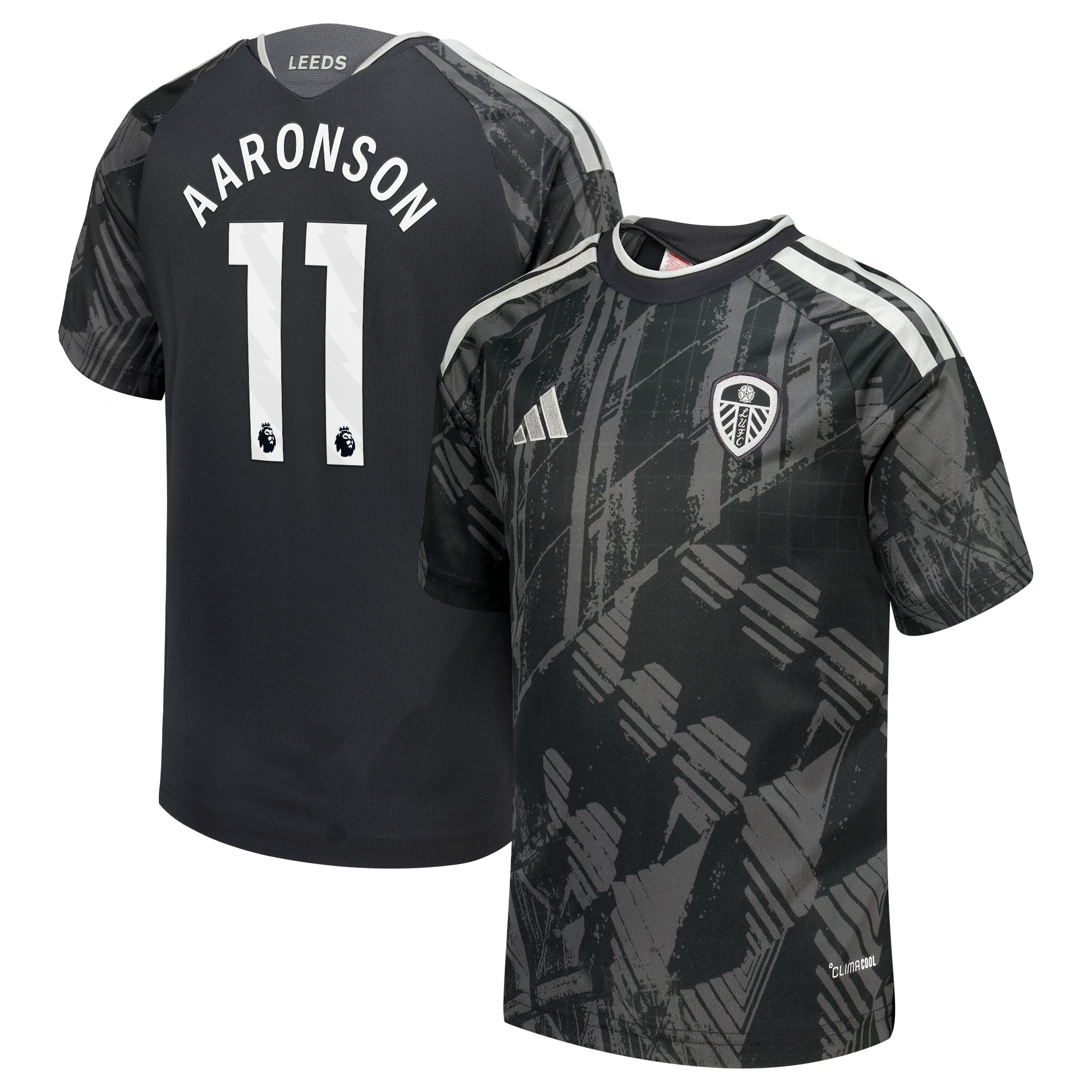 Leeds United adidas Third Shirt 2026-27 - Kids with Aaronson 11 printing
