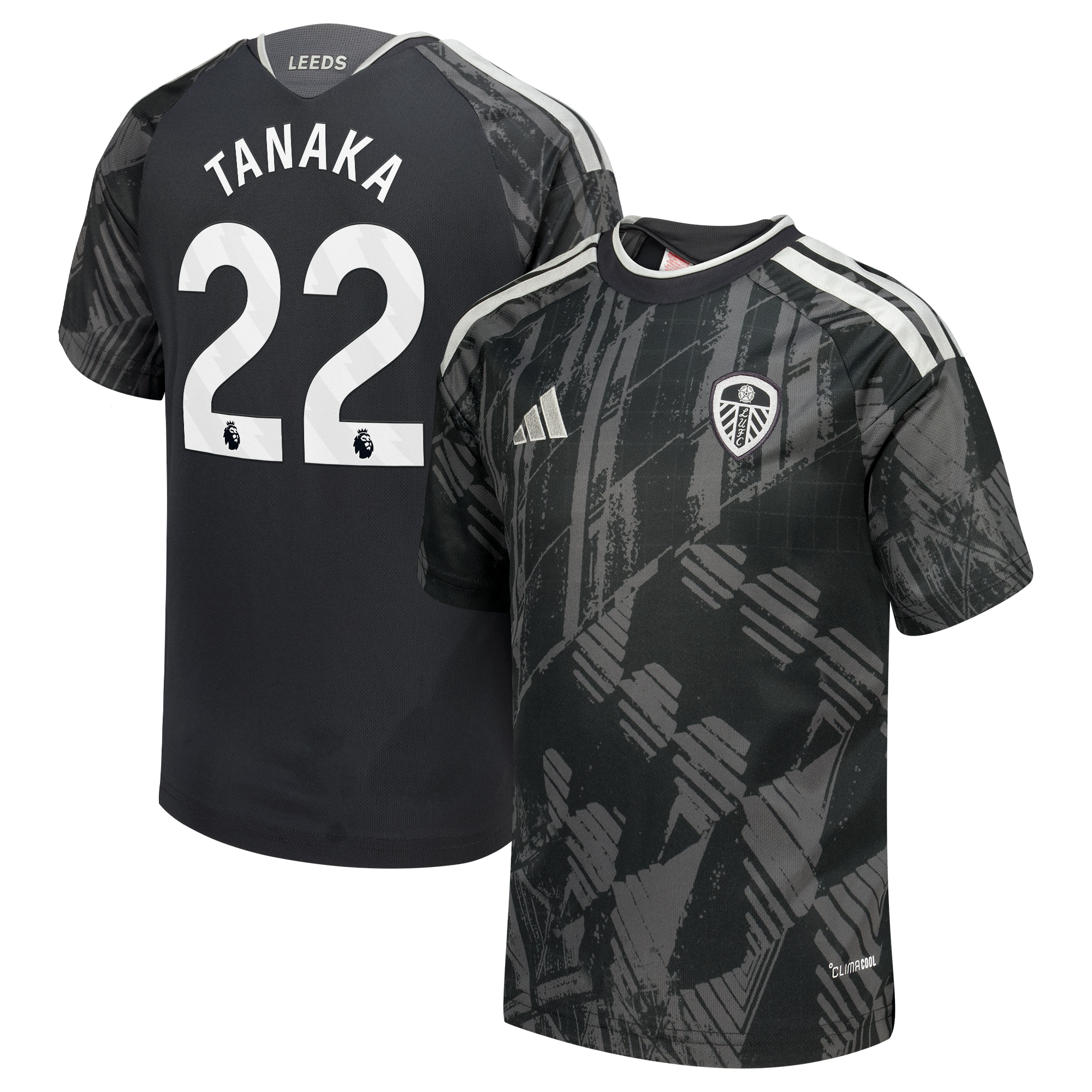 Leeds United adidas Third Shirt 2026-27 - Kids with Tanaka 22 printing