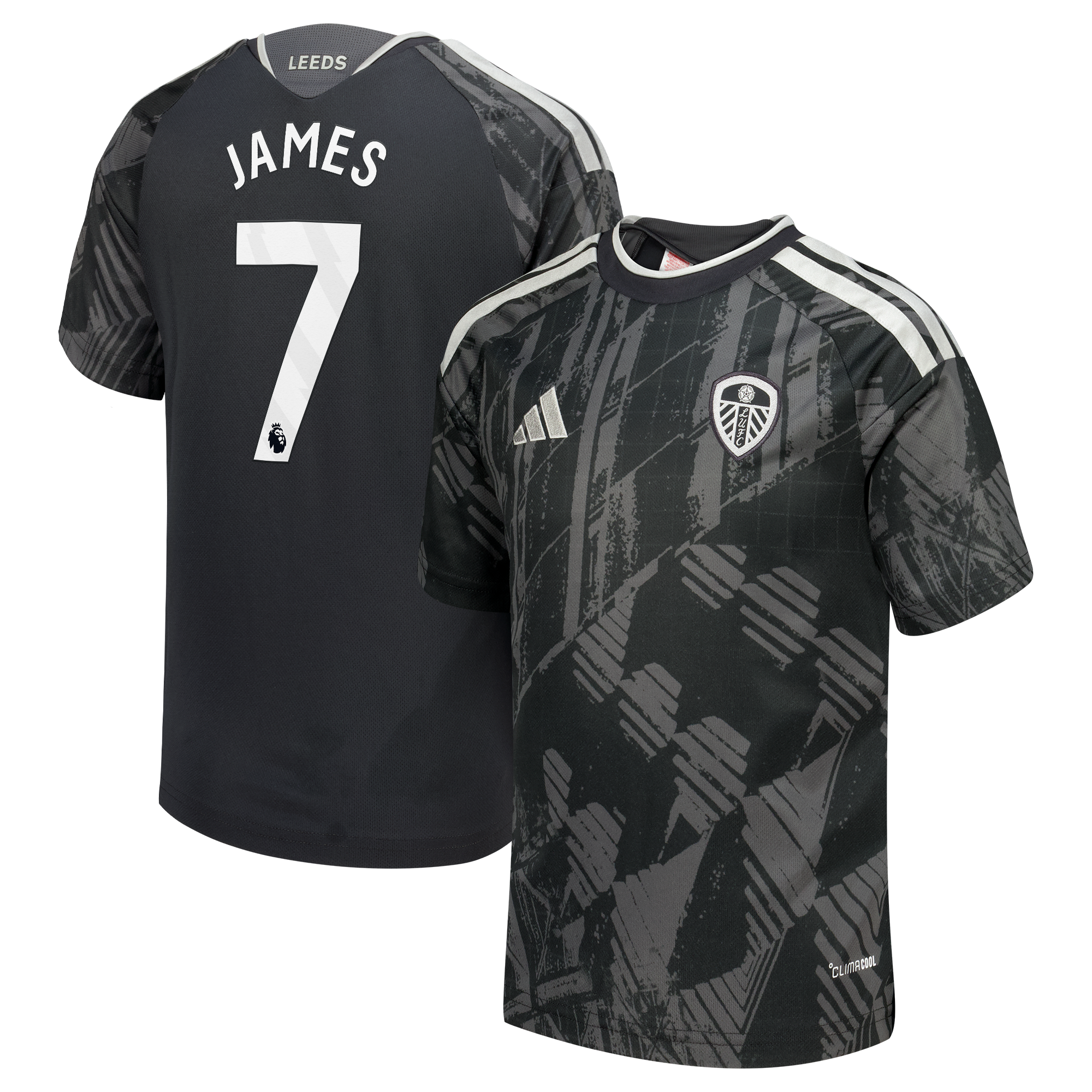 Leeds United adidas Third Shirt 2026-27 - Kids with James 7 printing