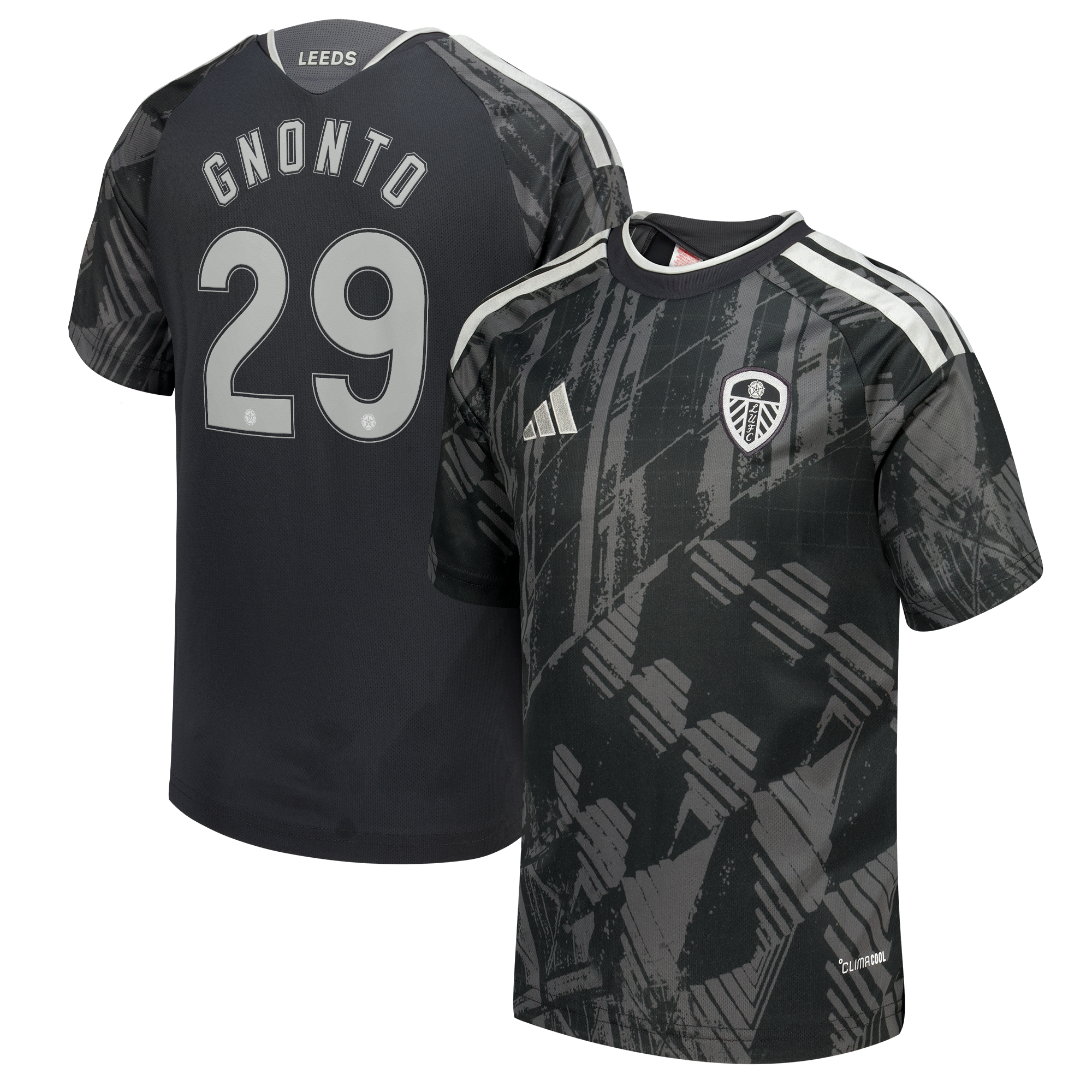Leeds United adidas Third Shirt 2026-27 - Kids with Gnonto 29 Cup printing