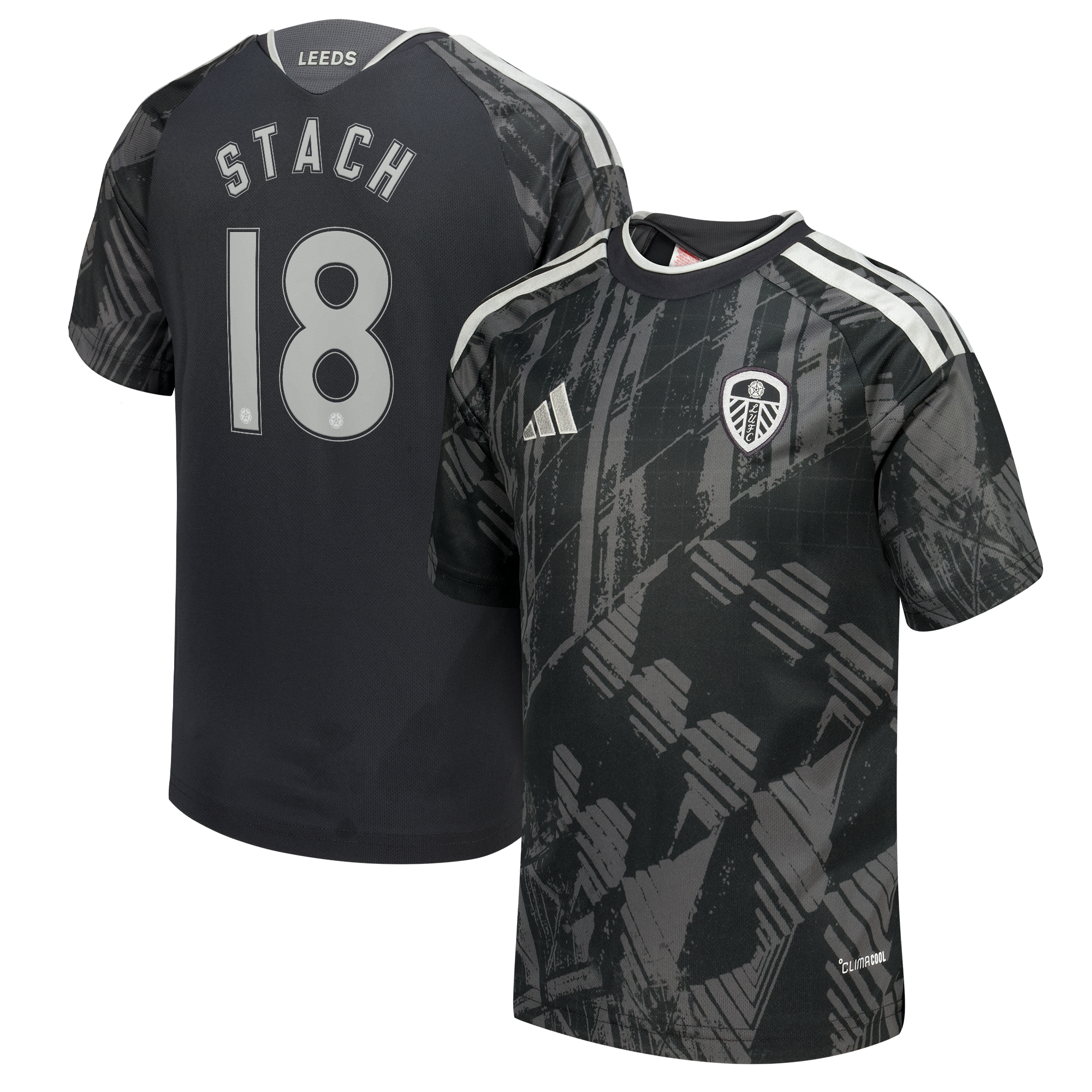 Leeds United adidas Third Shirt 2026-27 - Kids with Stach 18 Cup printing