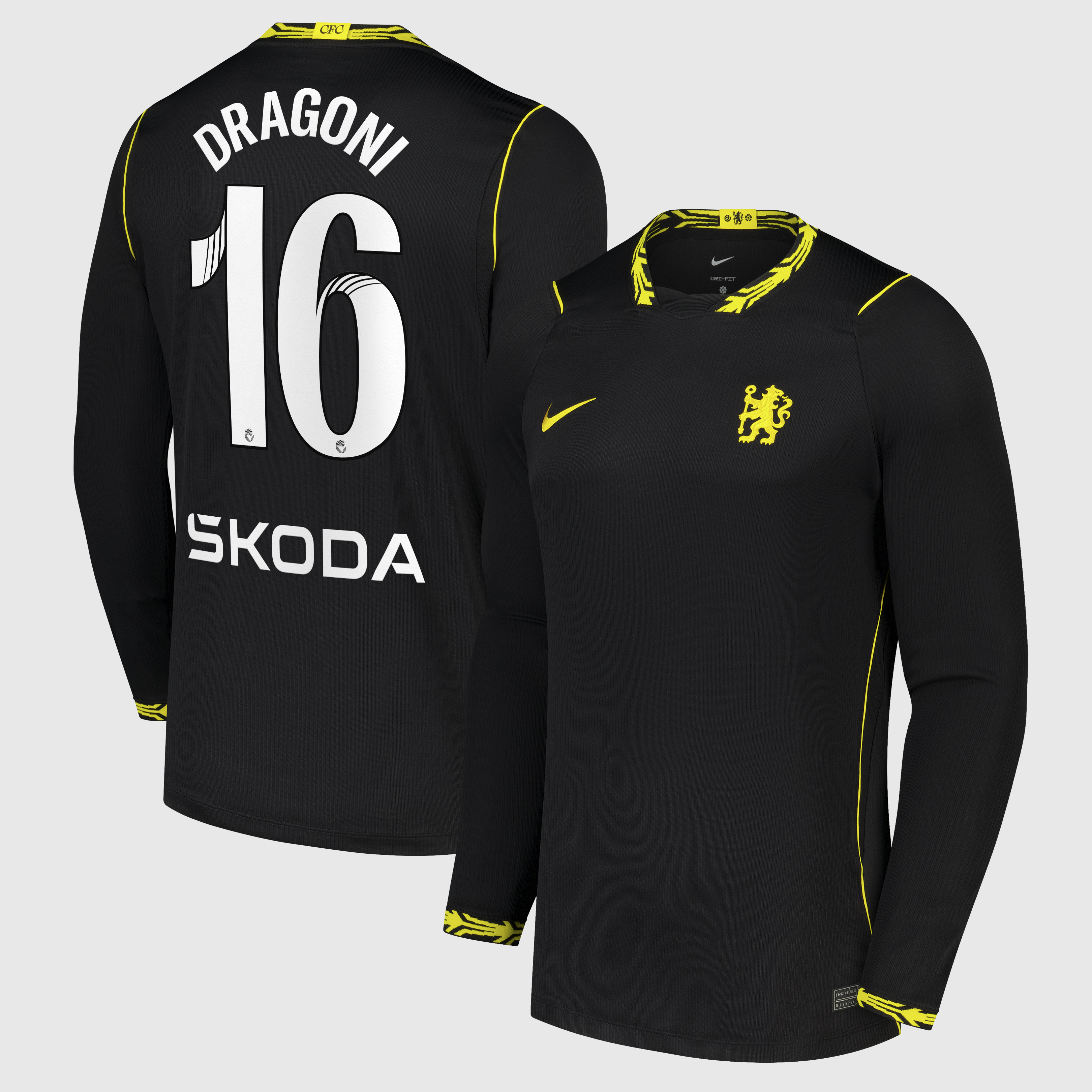 Chelsea WSL Nike Away Stadium Shirt 2026-27 - Long Sleeve with Dragoni 16 printing, , rebel_hi-res