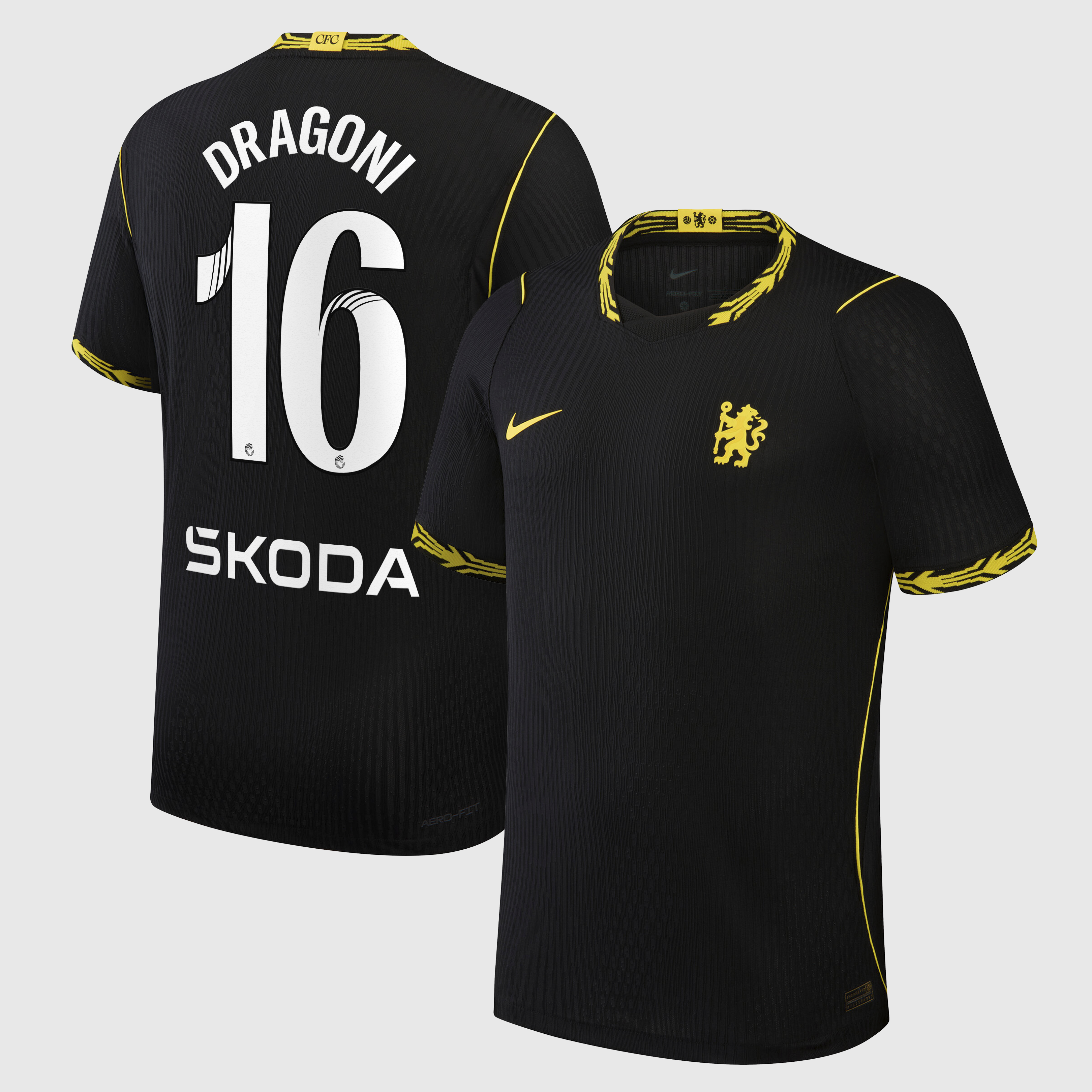 Chelsea WSL Nike Away Aero-FIT Match Shirt 2026-27 with Dragoni 16 printing, , rebel_hi-res