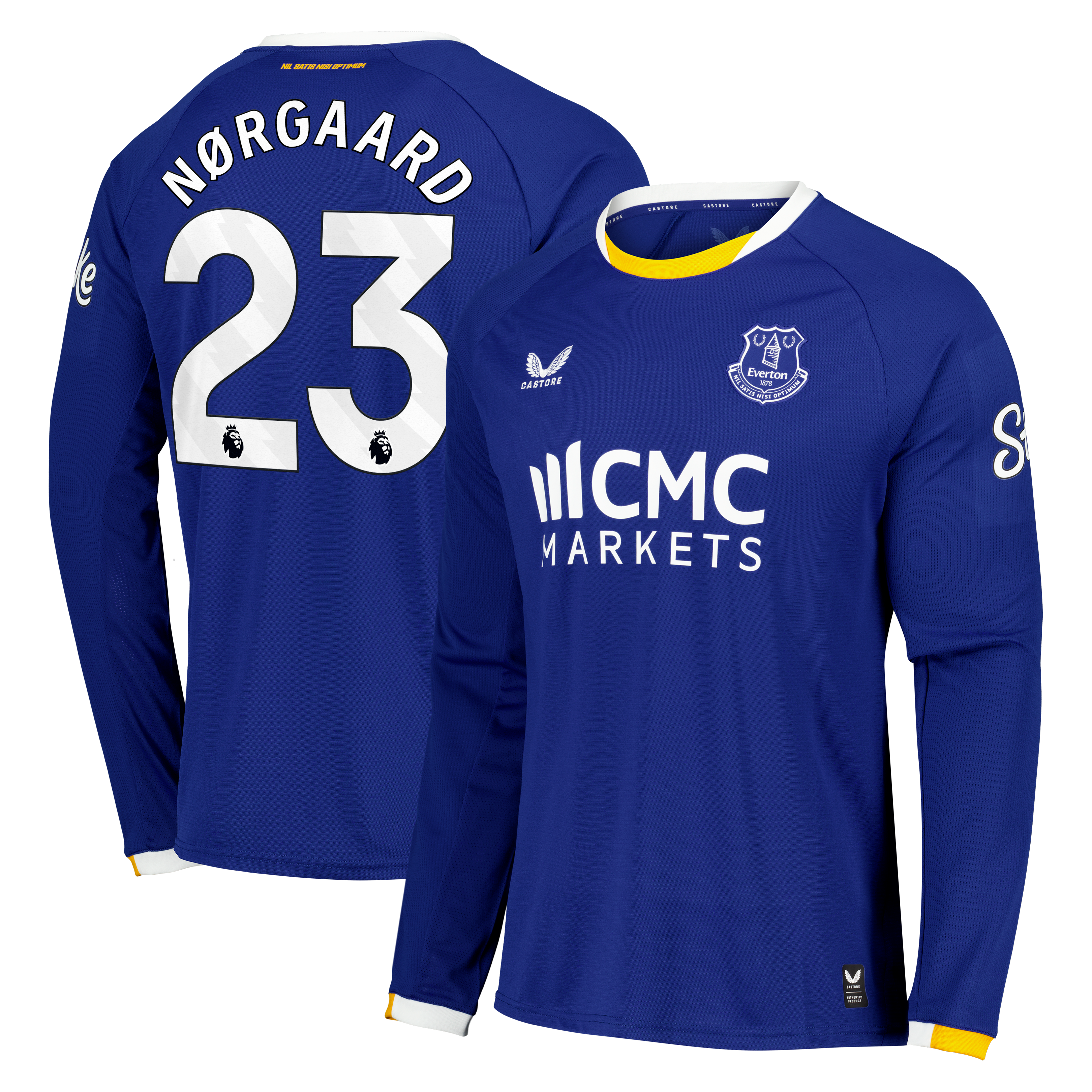 Everton Castore Home Replica Shirt 2026-27 - Long Sleeve with Nørgaard 23 printing