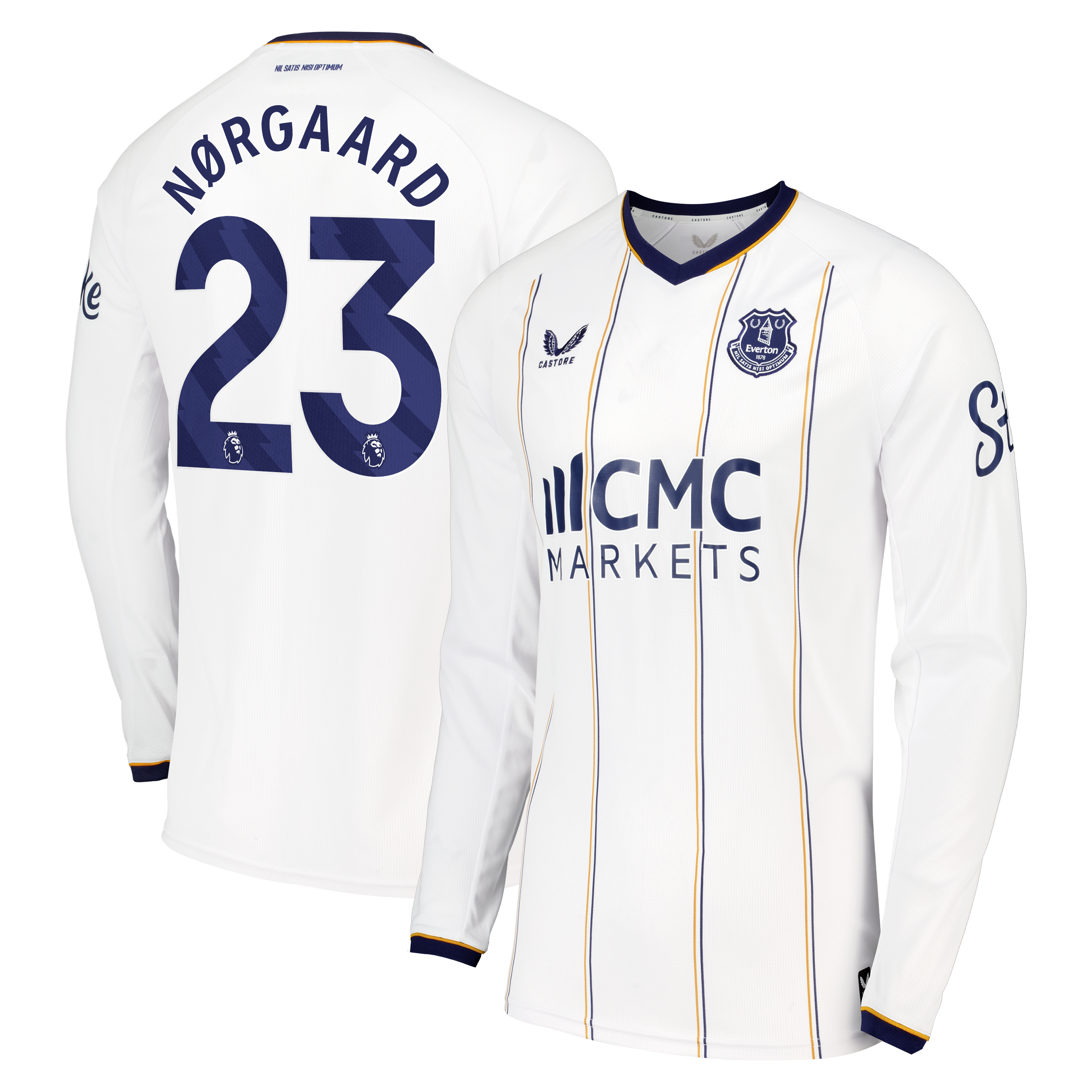Everton Castore Away Replica Shirt 2026-27 - Long Sleeve with Nørgaard 23 printing
