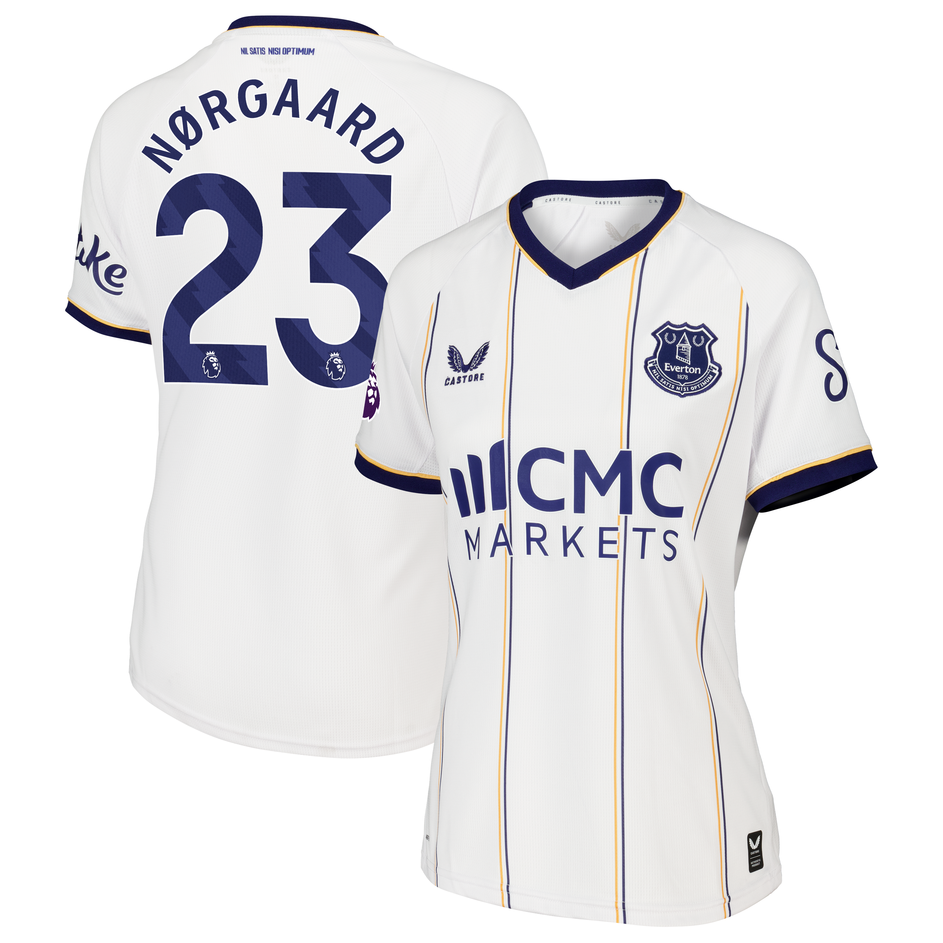 Everton Castore Away Replica Shirt 2026-27 - Womens with Nørgaard 23 printing
