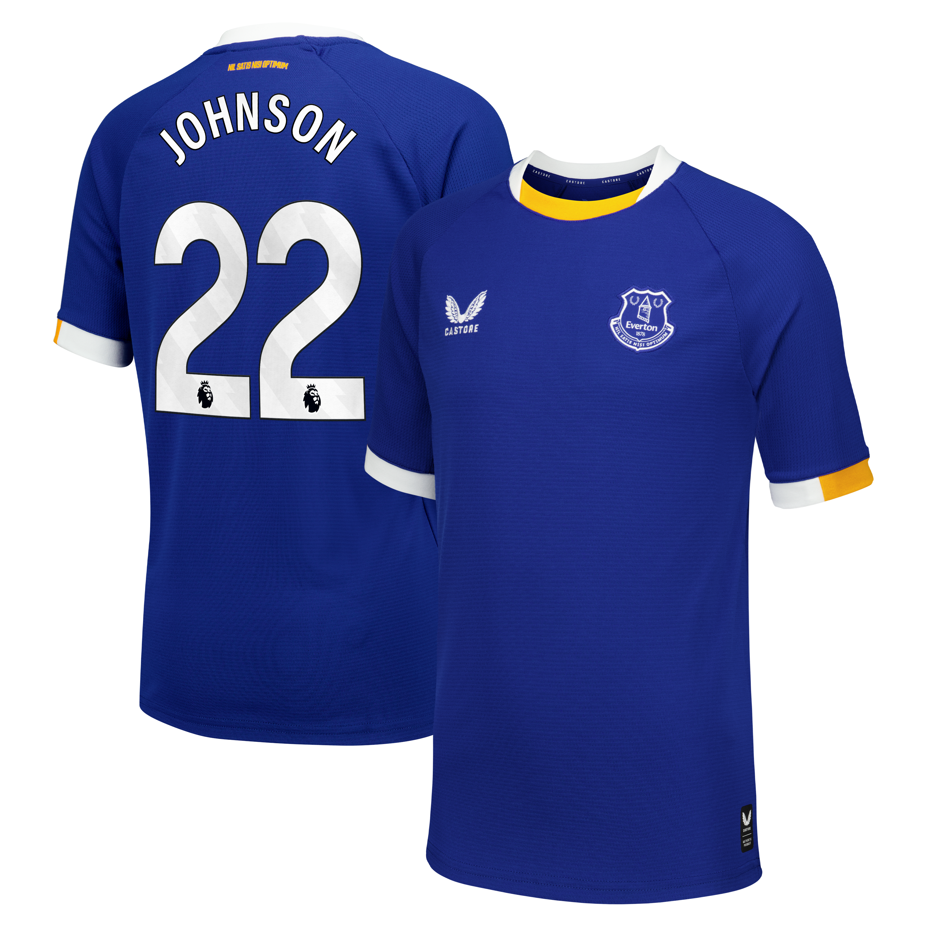 Everton Castore Home Replica Shirt 2026-27 - Kids with Johnson 22 printing