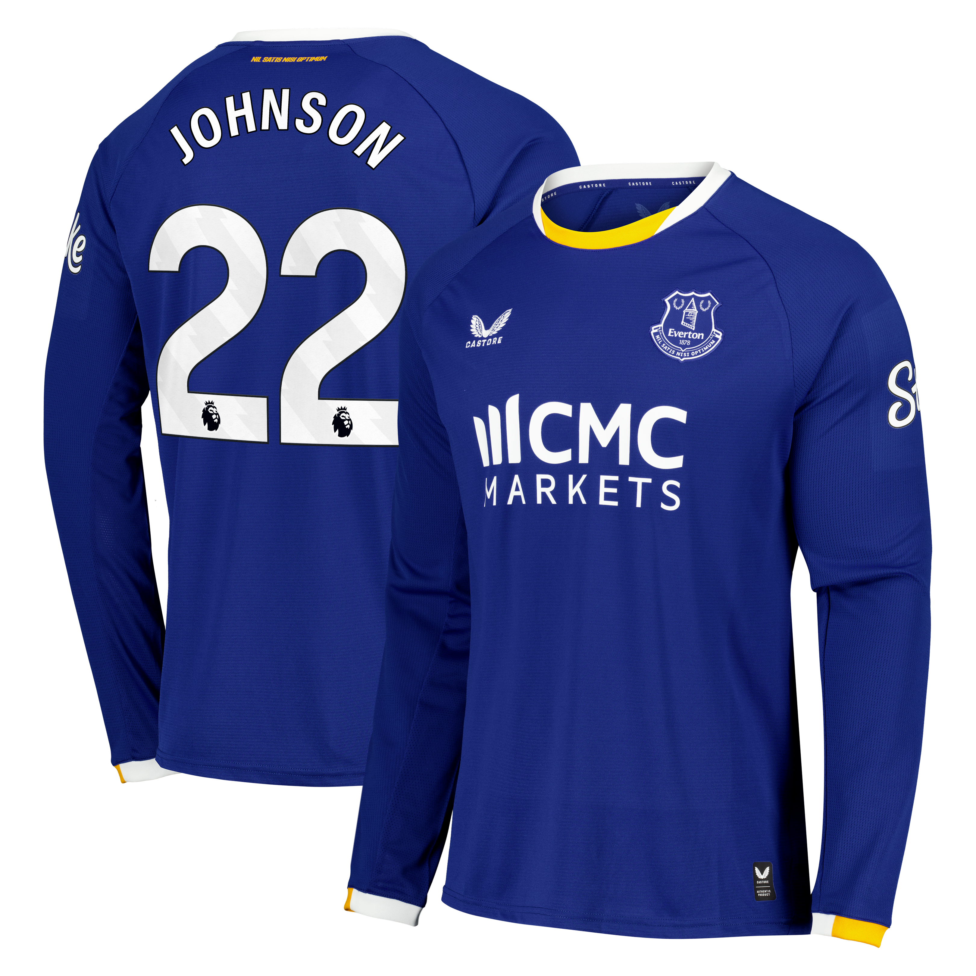 Everton Castore Home Replica Shirt 2026-27 - Long Sleeve with Johnson 22 printing