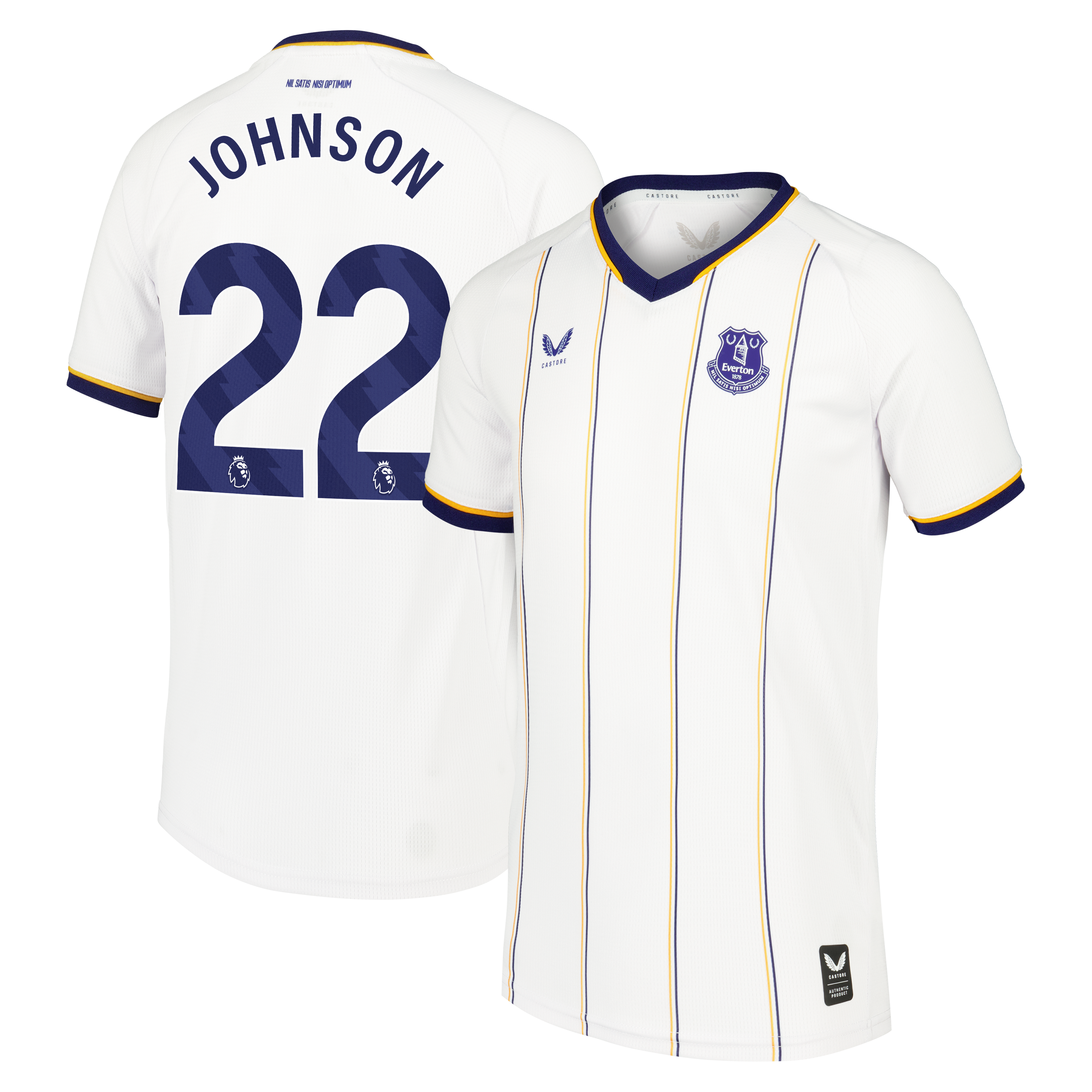 Everton Castore Away Replica Shirt 2026-27 - Kids with Johnson 22 printing