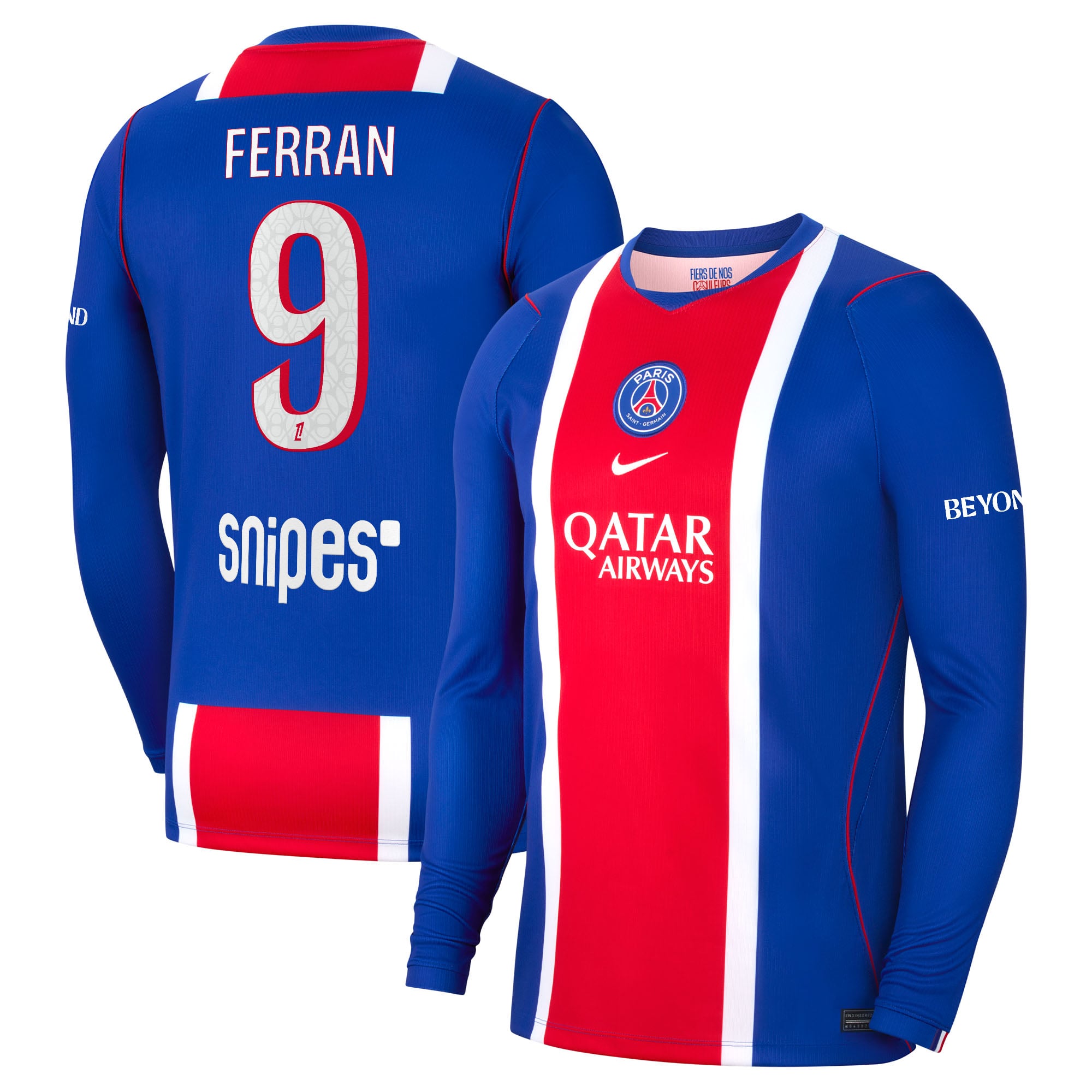 PSG Nike Home Stadium Long Sleeve Shirt 2026-27 with Ferran 9 printing