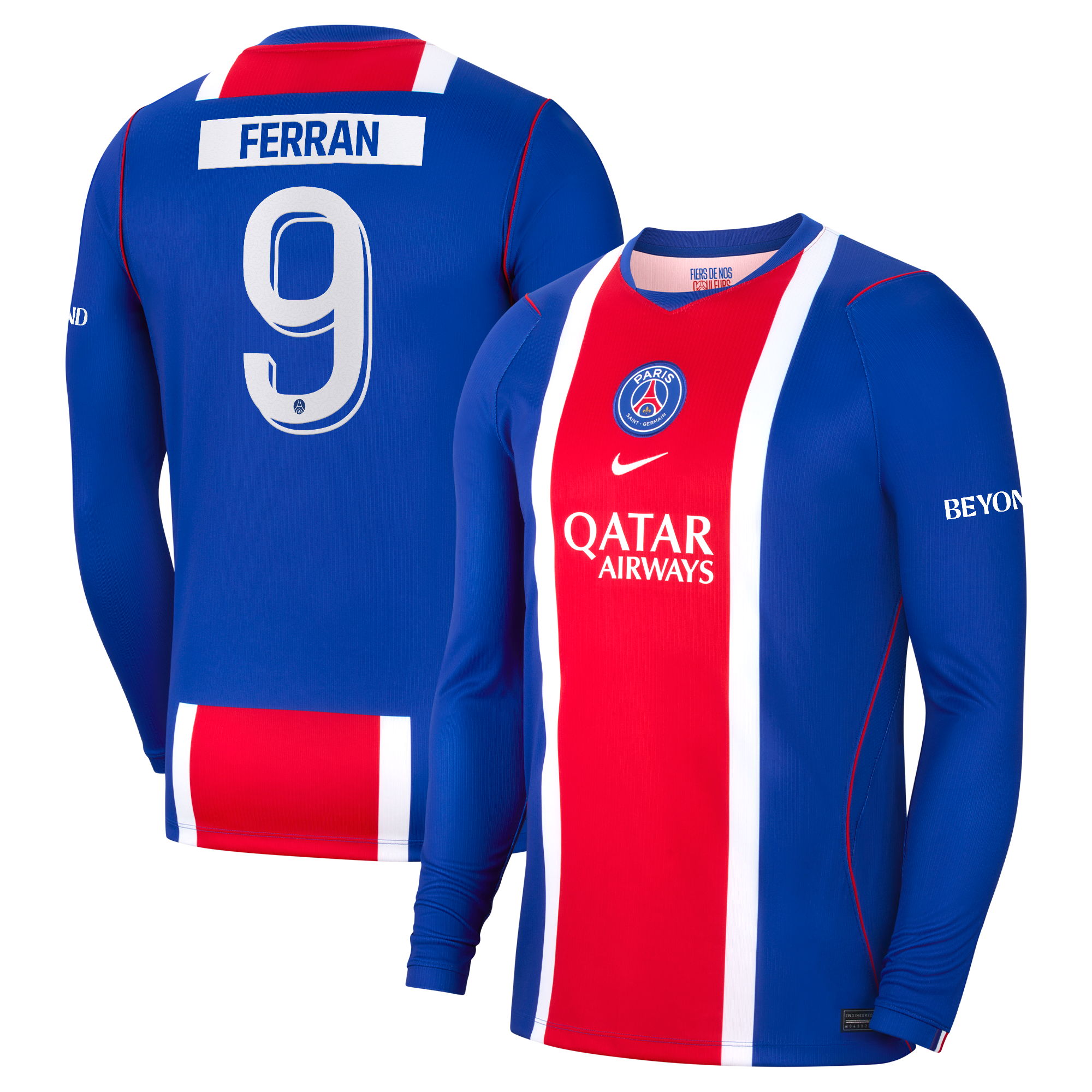 PSG Nike Home Stadium Long Sleeve Shirt 2026-27 with Cup printing Ferran 9