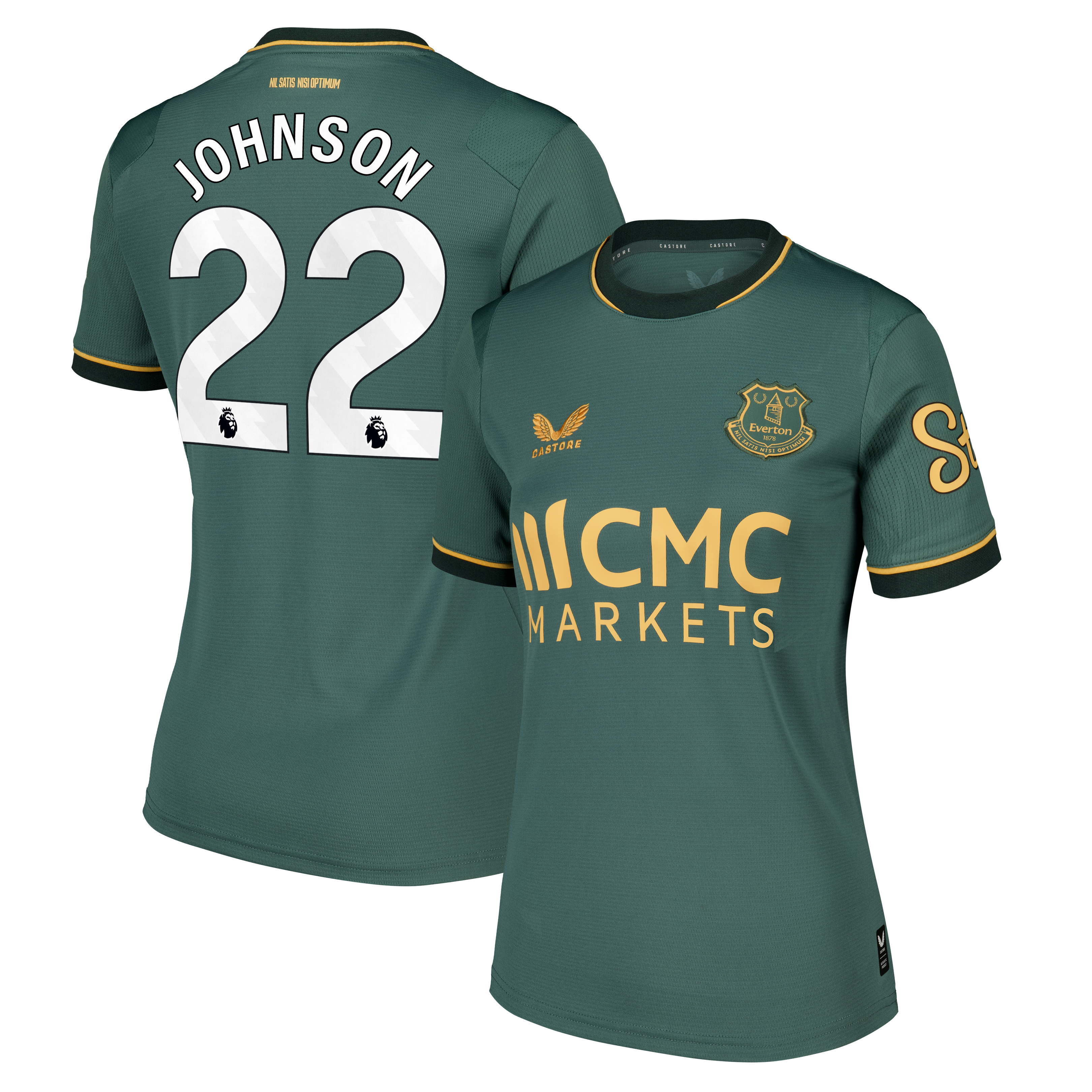 Everton Castore Third Replica Shirt 2026-27 - Womens with Johnson 22 printing