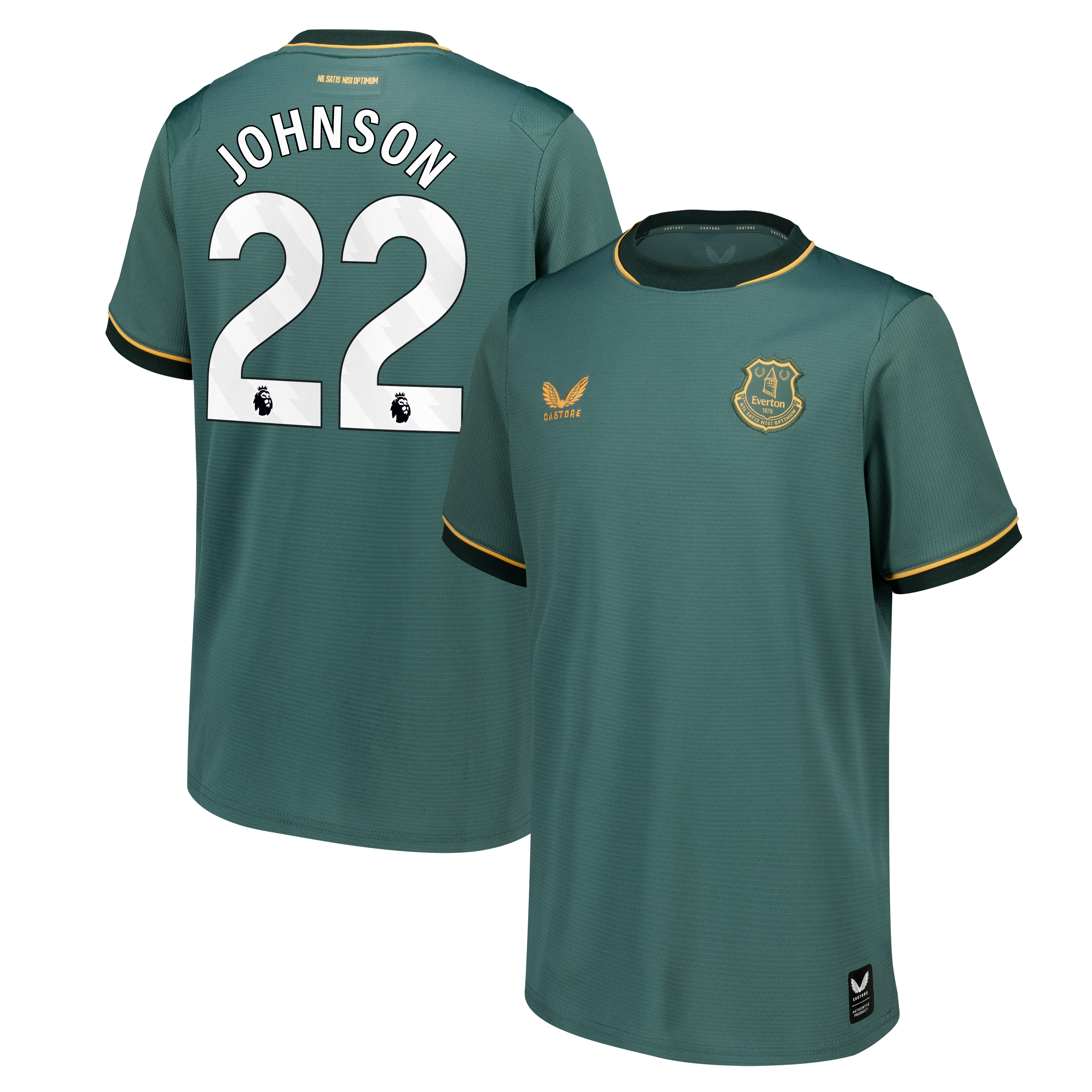 Everton Castore Third Replica Shirt 2026-27 - Kids with Johnson 22 printing
