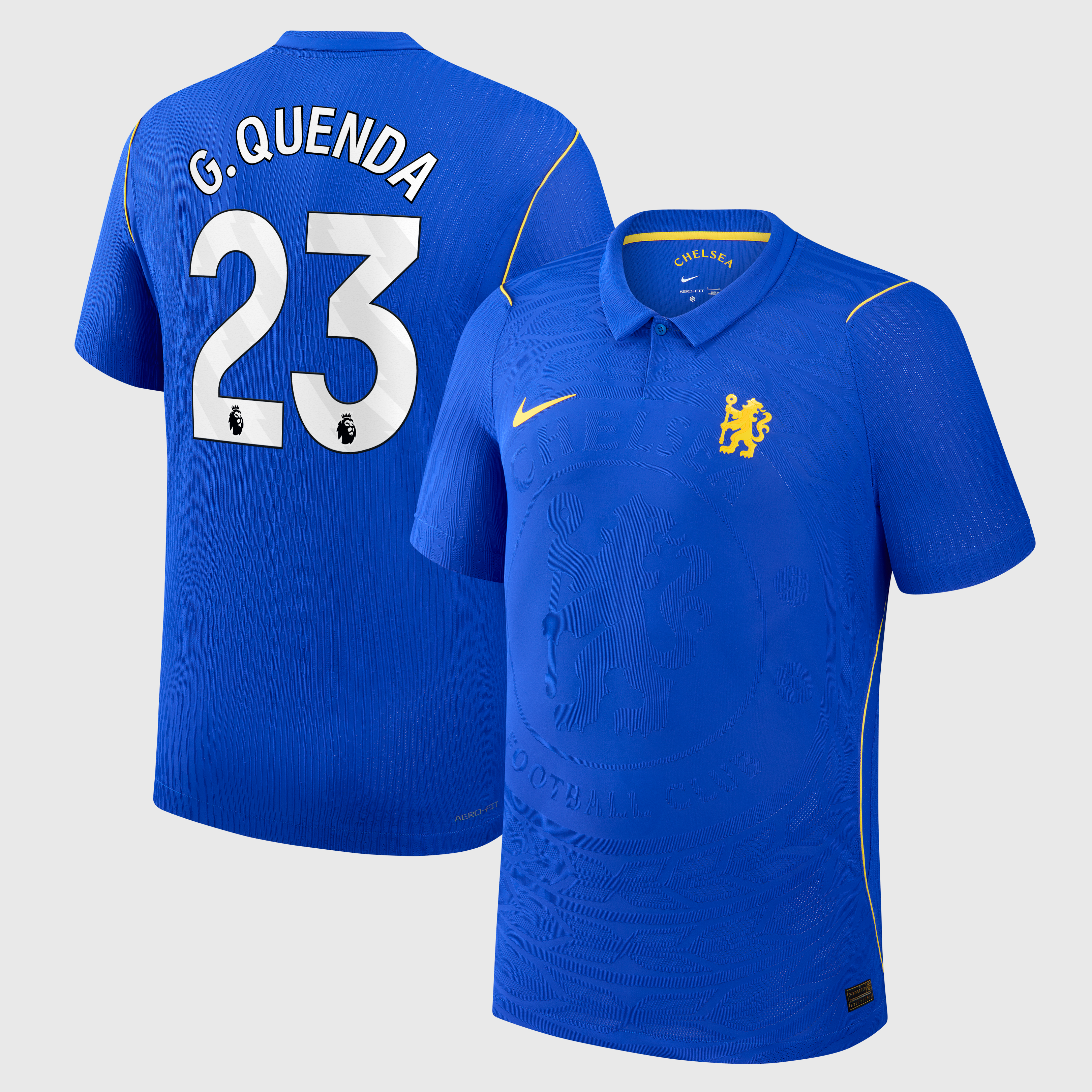 Chelsea Nike Home Aero-FIT Match Shirt 2026-27 - Kids with G.Quenda 23 printing