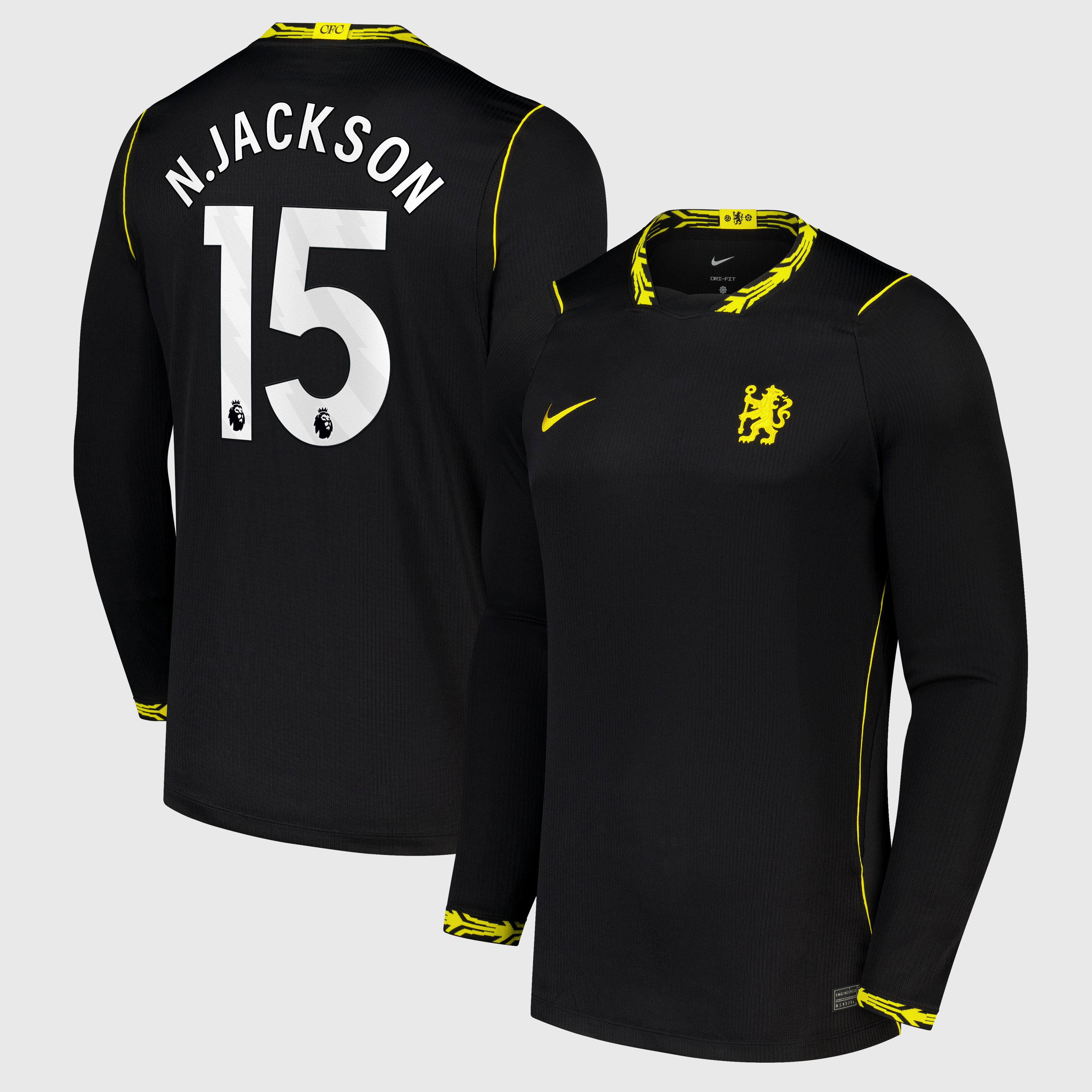 Chelsea Nike Away Stadium Shirt 2026-27 - Long Sleeve with N.Jackson 15 printing
