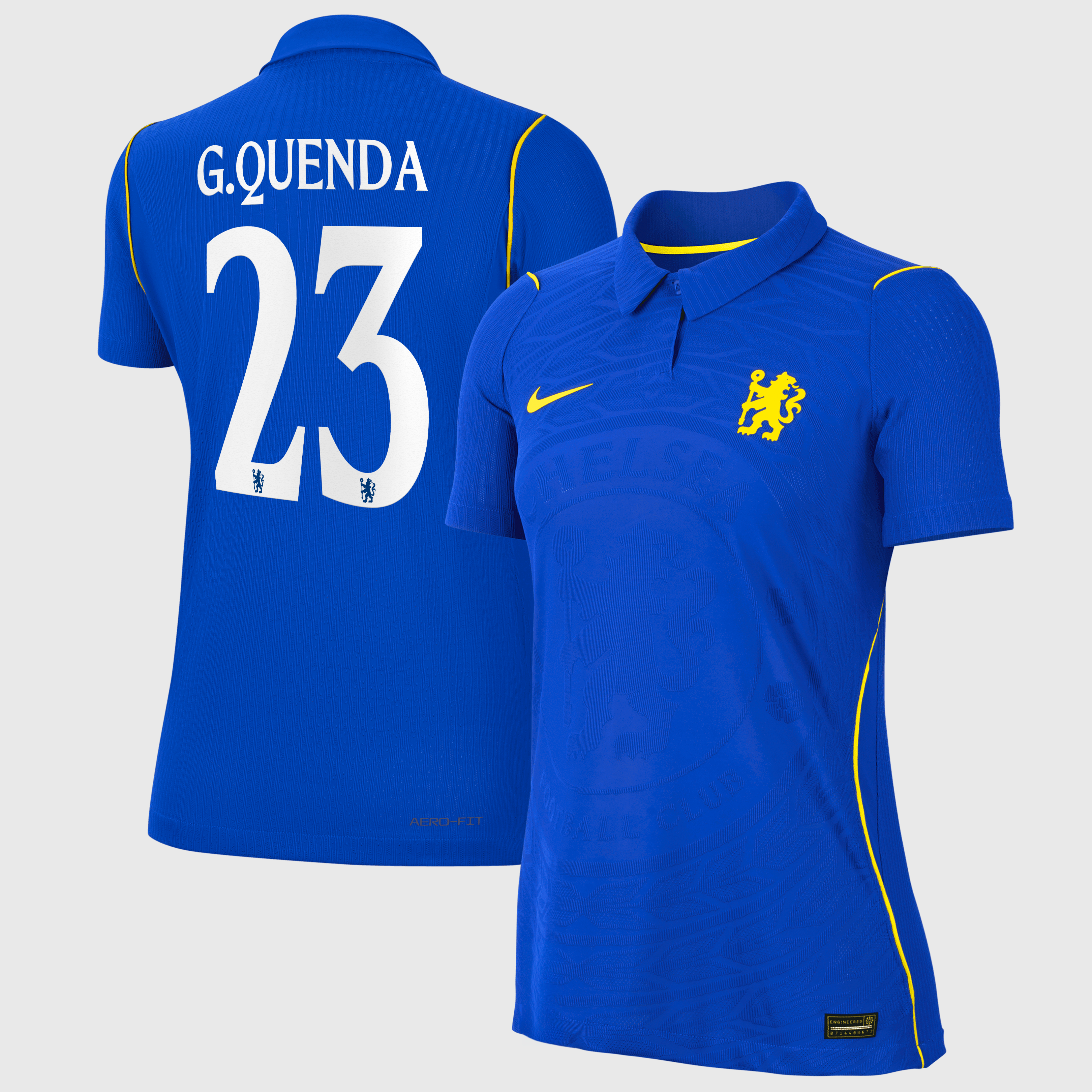 Chelsea Cup Nike Home Aero-FIT Match Shirt 2026-27 - Womens with G.Quenda 23 printing