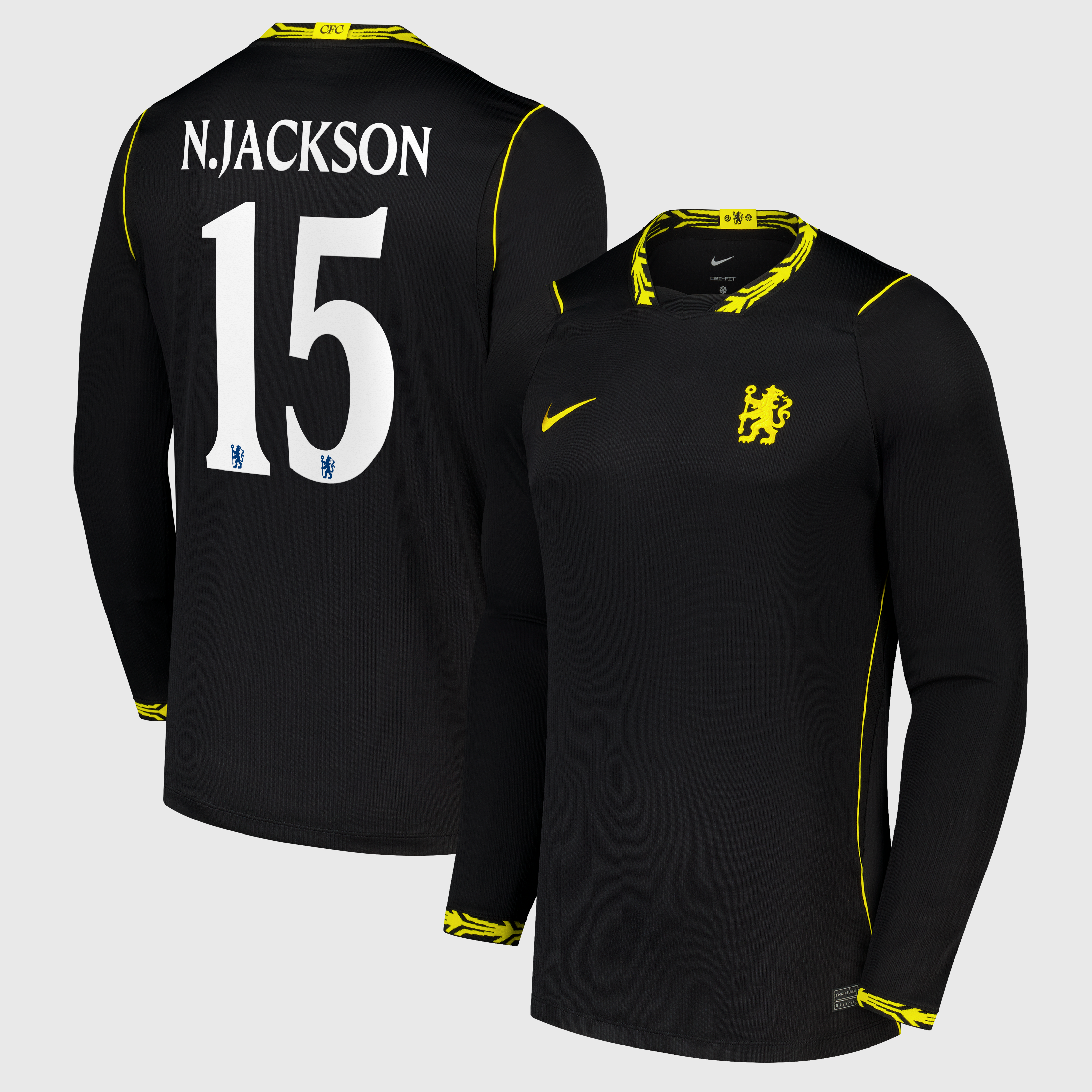 Chelsea Cup Nike Away Stadium Shirt 2026-27 - Long Sleeve with N.Jackson 15 printing