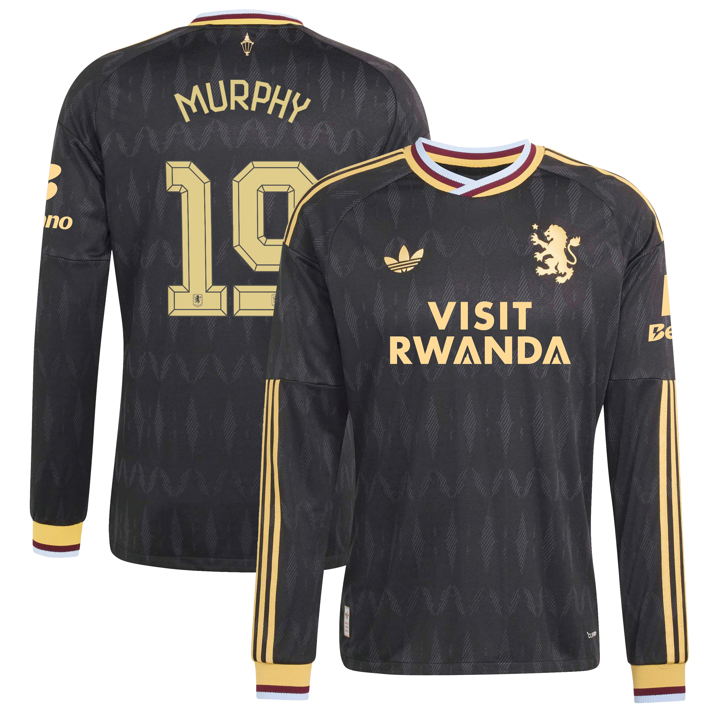 Aston Villa adidas Away Authentic Shirt 2026-27 - Long Sleeve with Murphy 19 Cup printing