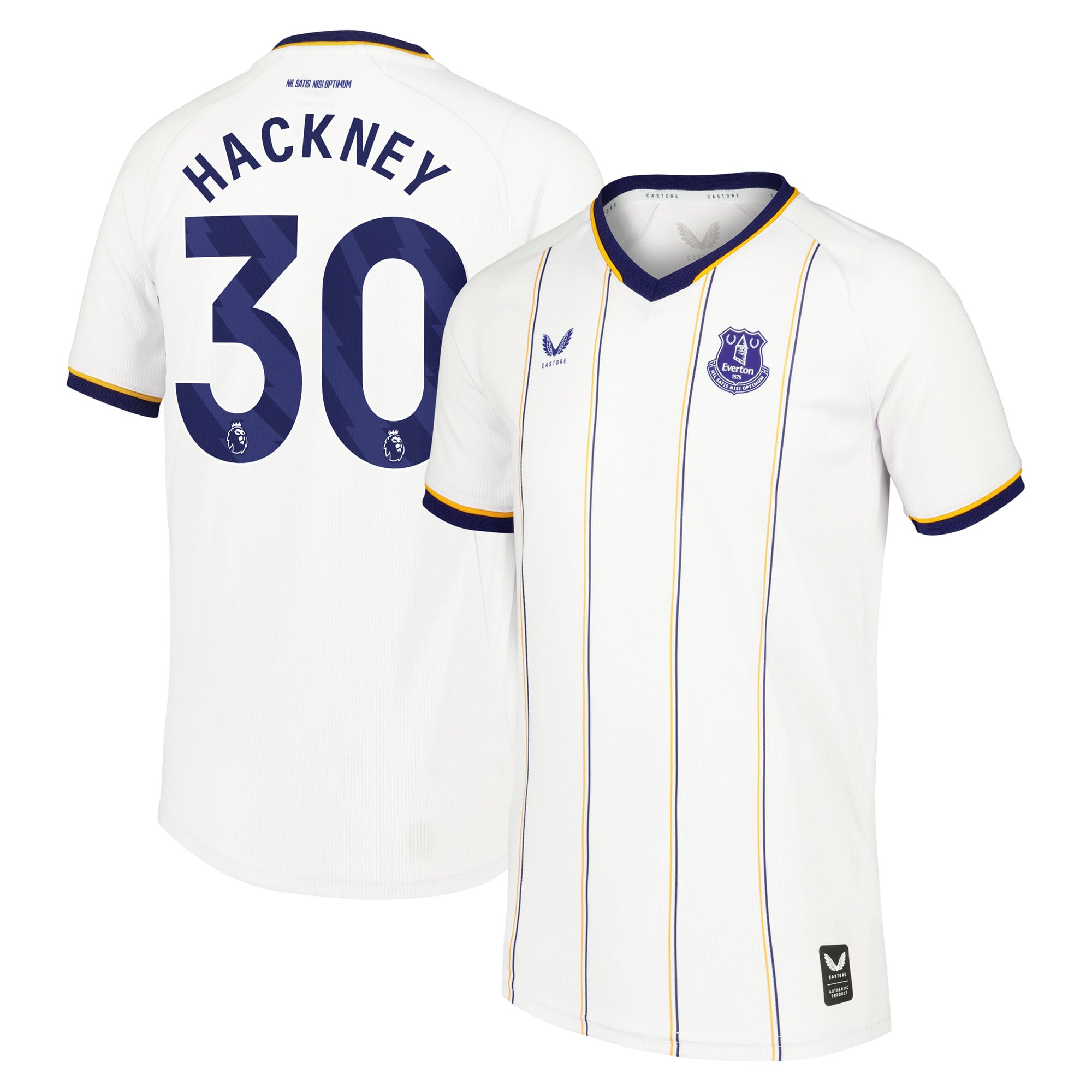 Everton Castore Away Shirt 2026-27 - Kids with Hackney 30 printing