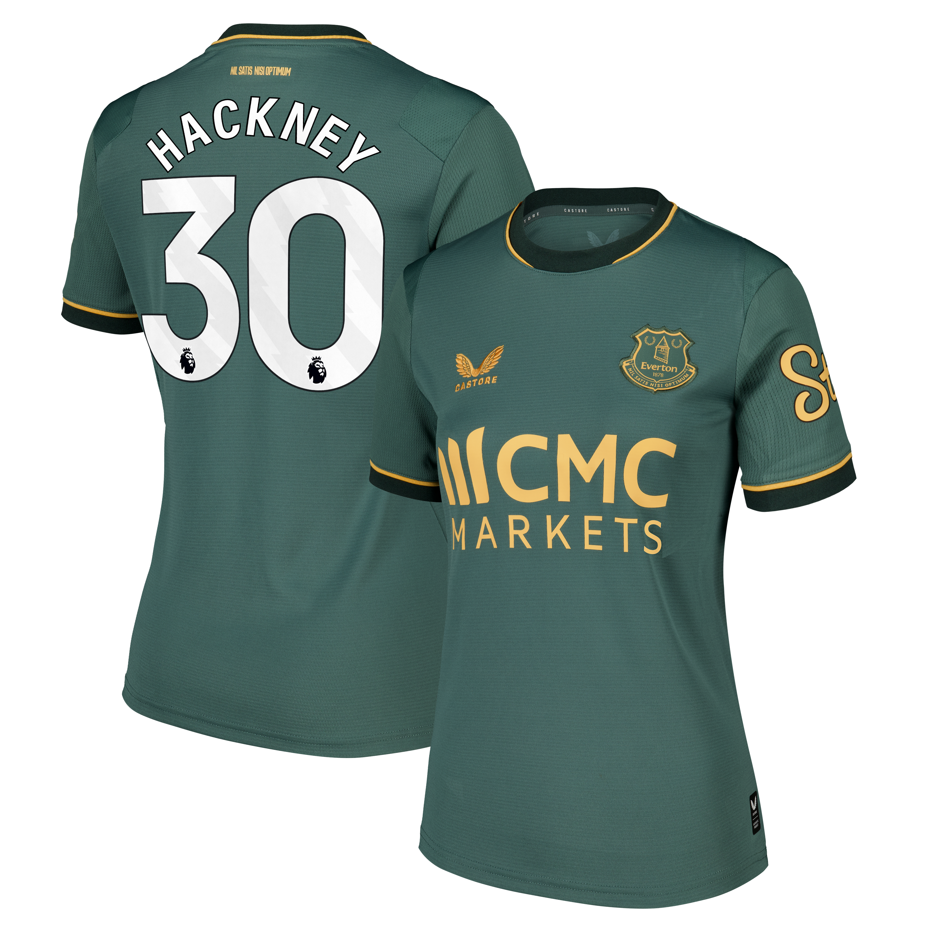 Everton Castore Third Replica Shirt 2026-27 - Womens with Hackney 30 printing, , rebel_hi-res