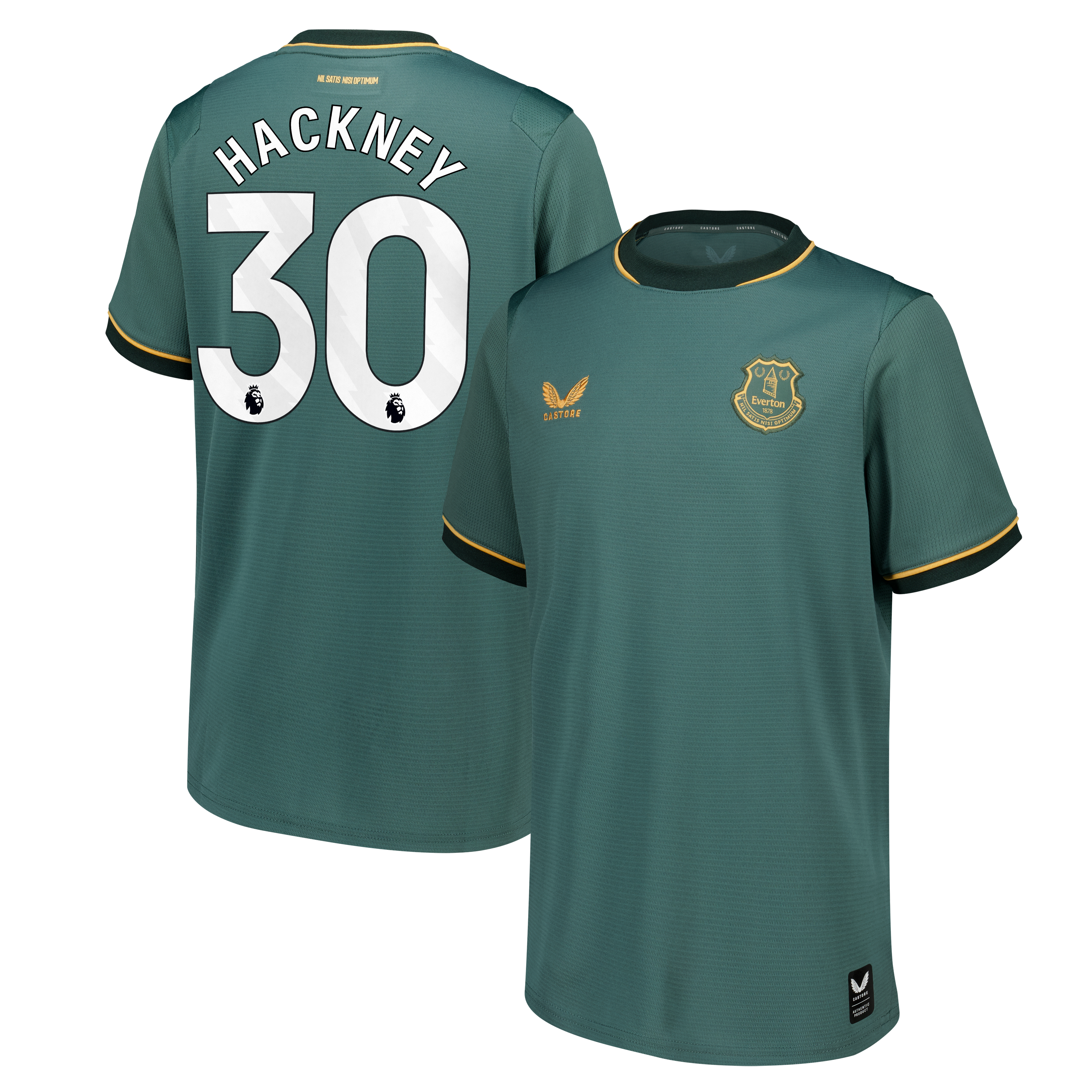 Everton Castore Third Replica Shirt 2026-27 - Kids with Hackney 30 printing