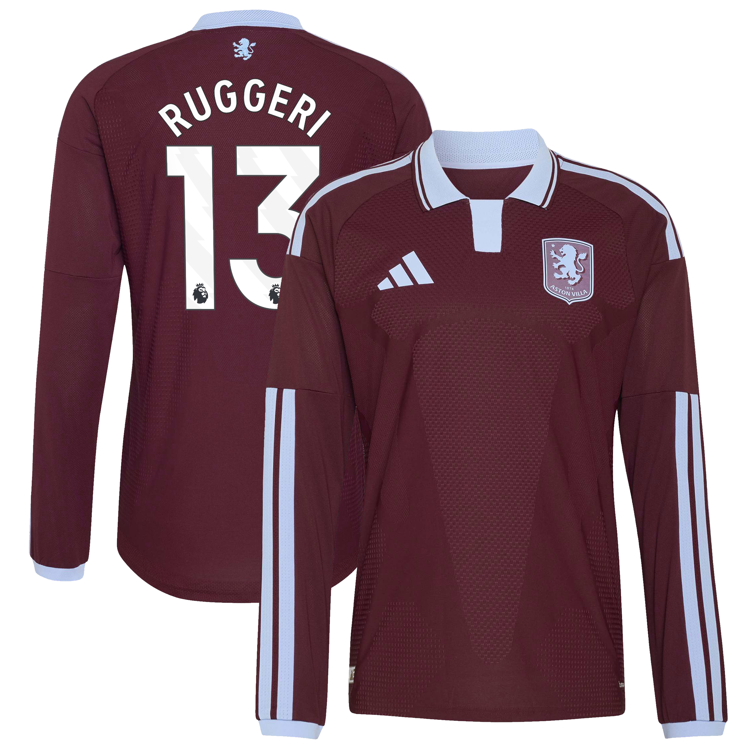 Aston Villa adidas Home Authentic Shirt 2026-27 - Long Sleeve with Ruggeri 13 printing, , rebel_hi-res