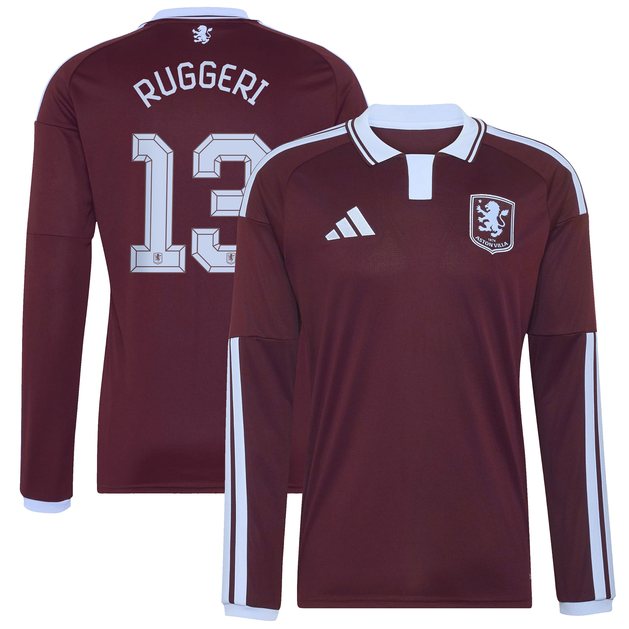 Aston Villa adidas Home Shirt 2026-27 - Long Sleeve with Ruggeri 13 Cup printing, , rebel_hi-res