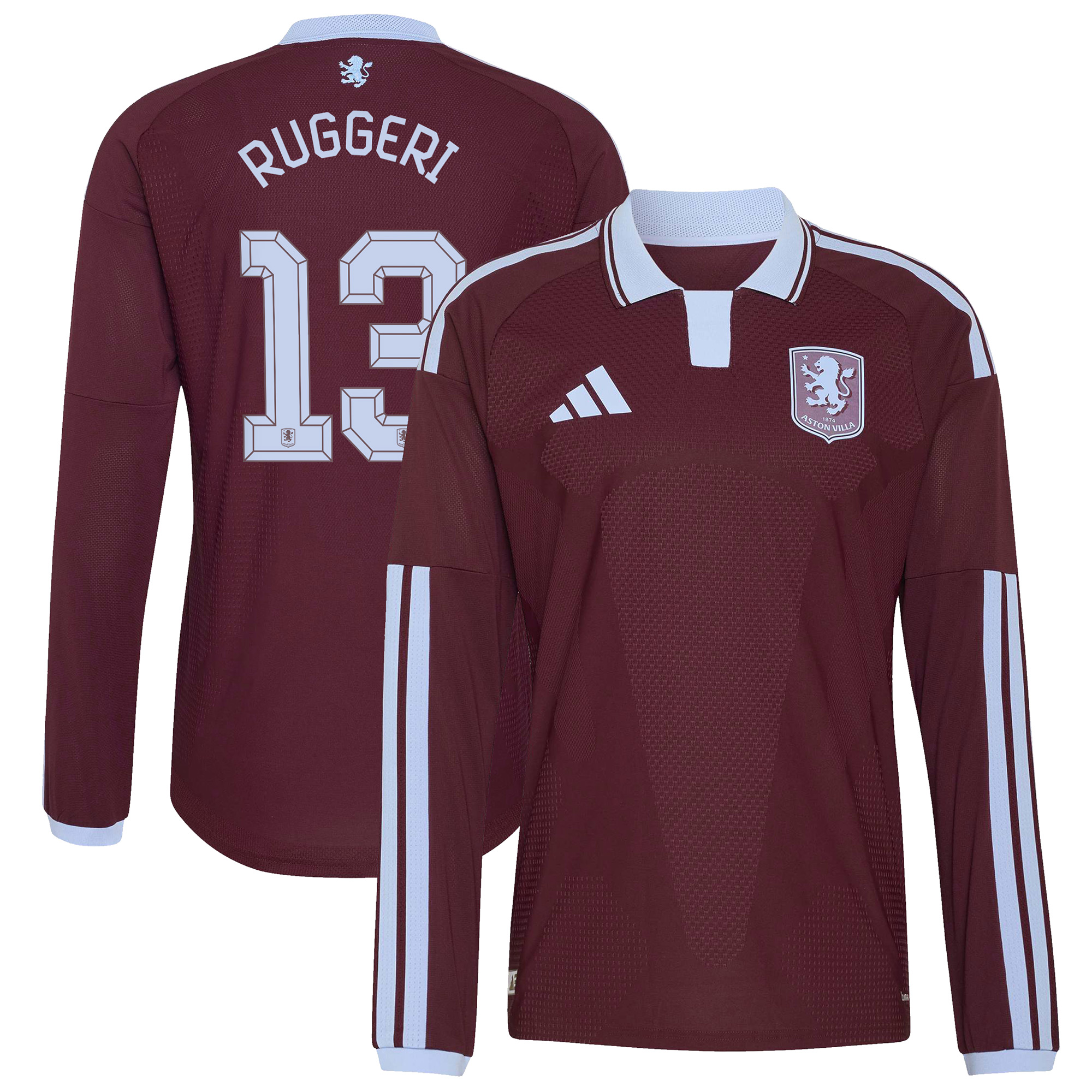 Aston Villa adidas Home Authentic Shirt 2026-27 - Long Sleeve with Ruggeri 13 Cup printing, , rebel_hi-res