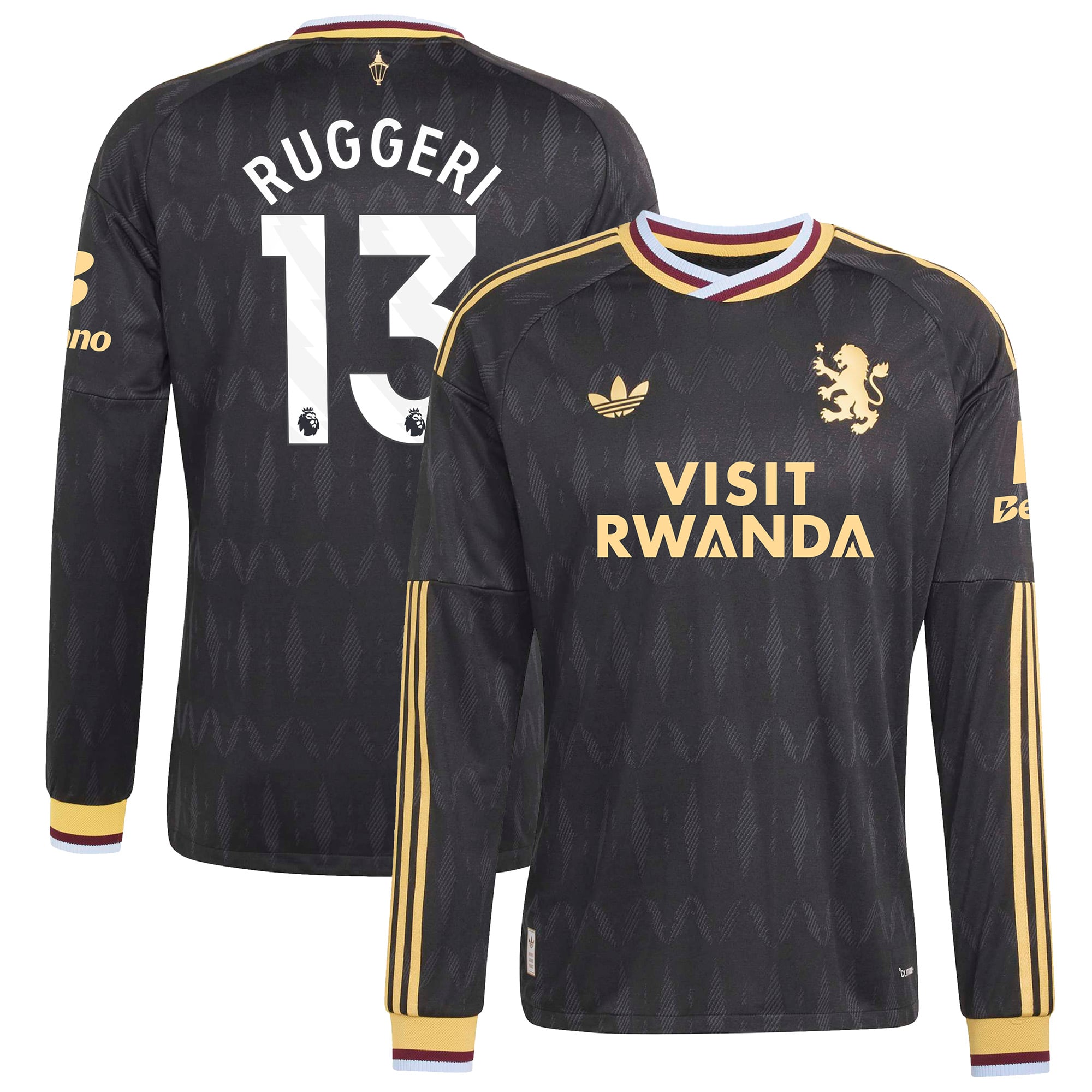 Aston Villa adidas Away Authentic Shirt 2026-27 - Long Sleeve with Ruggeri 13 printing, , rebel_hi-res