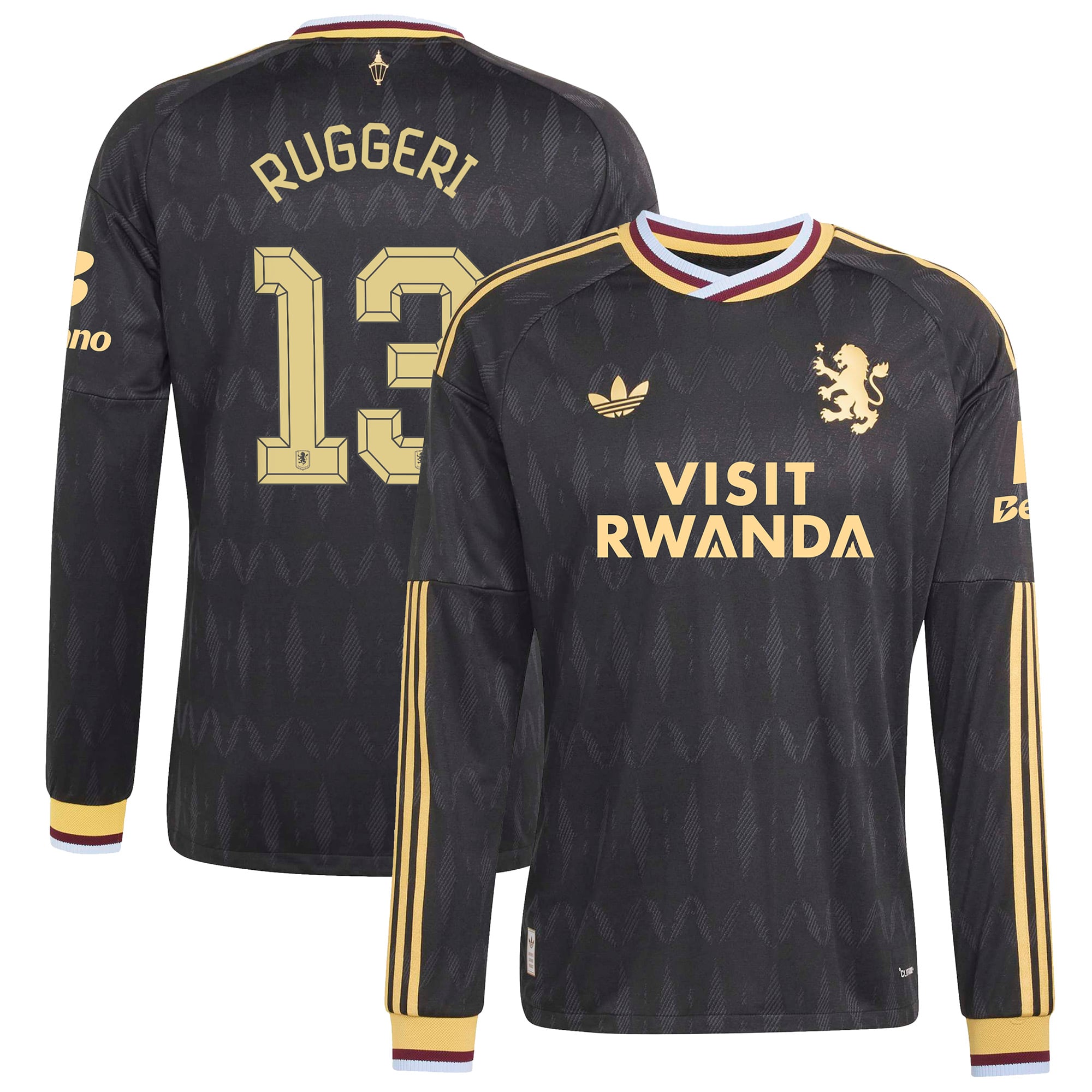 Aston Villa adidas Away Authentic Shirt 2026-27 - Long Sleeve with Ruggeri 13 Cup printing, , rebel_hi-res