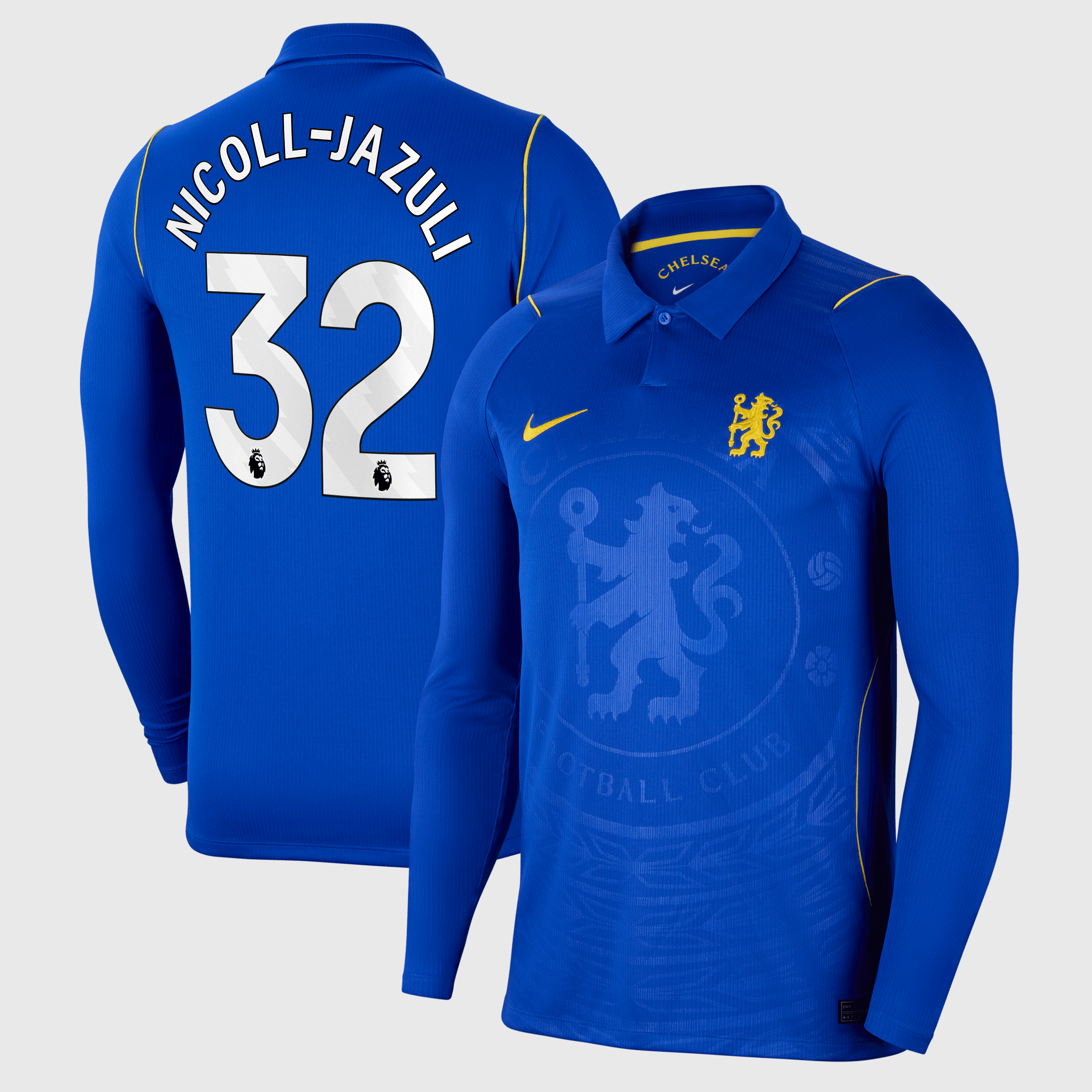 Chelsea Nike Home Stadium Long Sleeve Shirt 2026-27 with Nicoll-Jazuli 32 printing, , rebel_hi-res